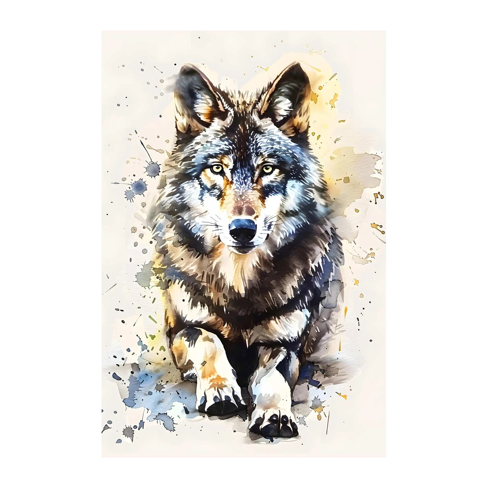 Majestic Wolf Watercolor Wall Art