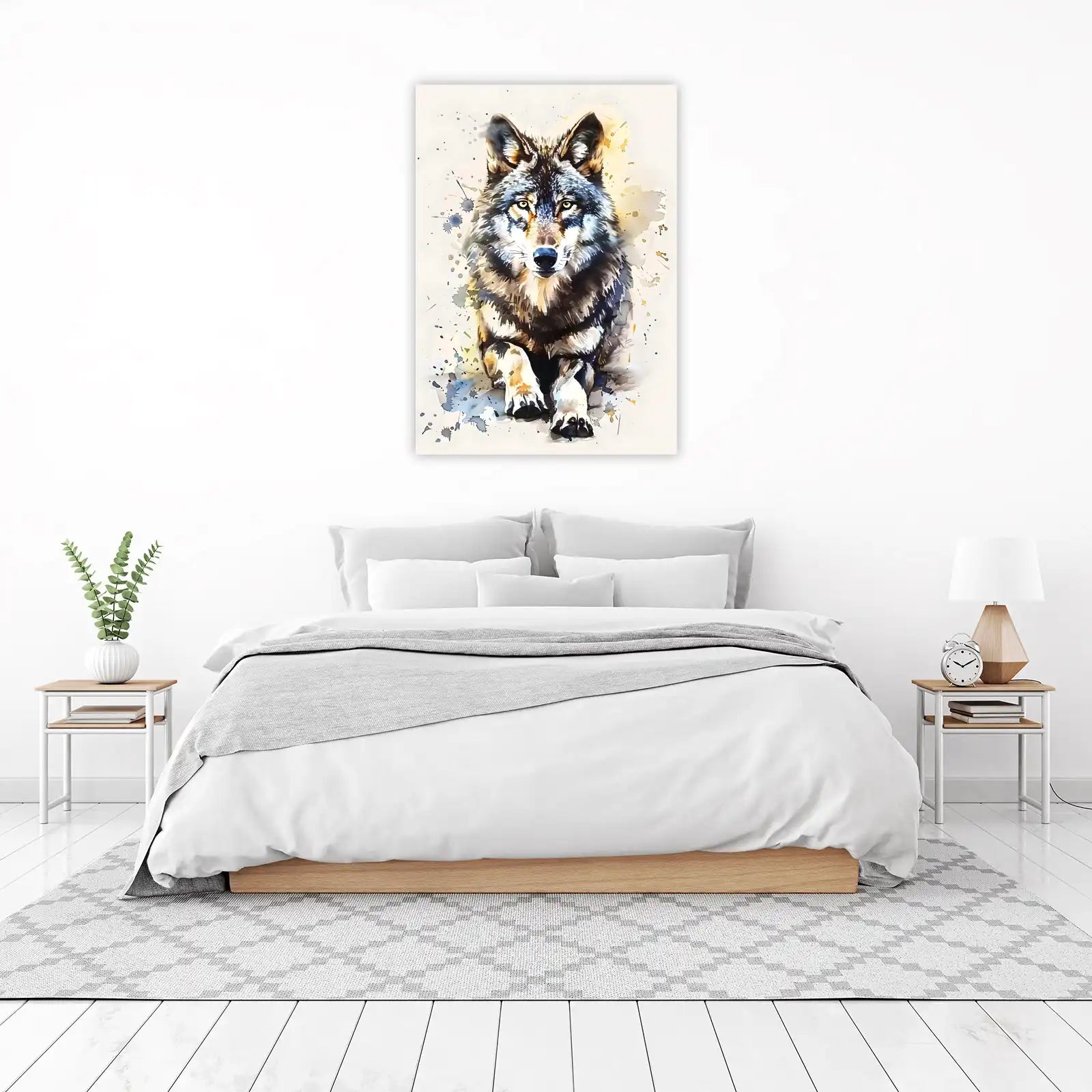 Majestic Wolf Watercolor Wall Art