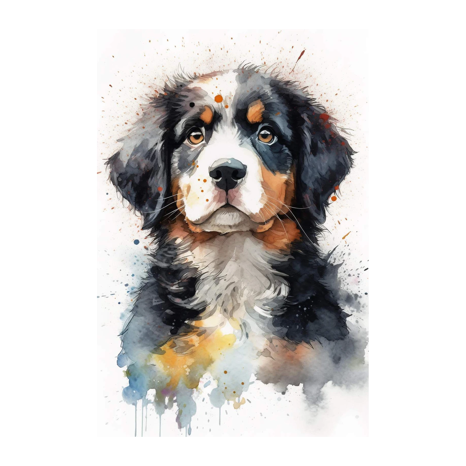 Adorable Bernese Mountain Dog Watercolor Wall Art