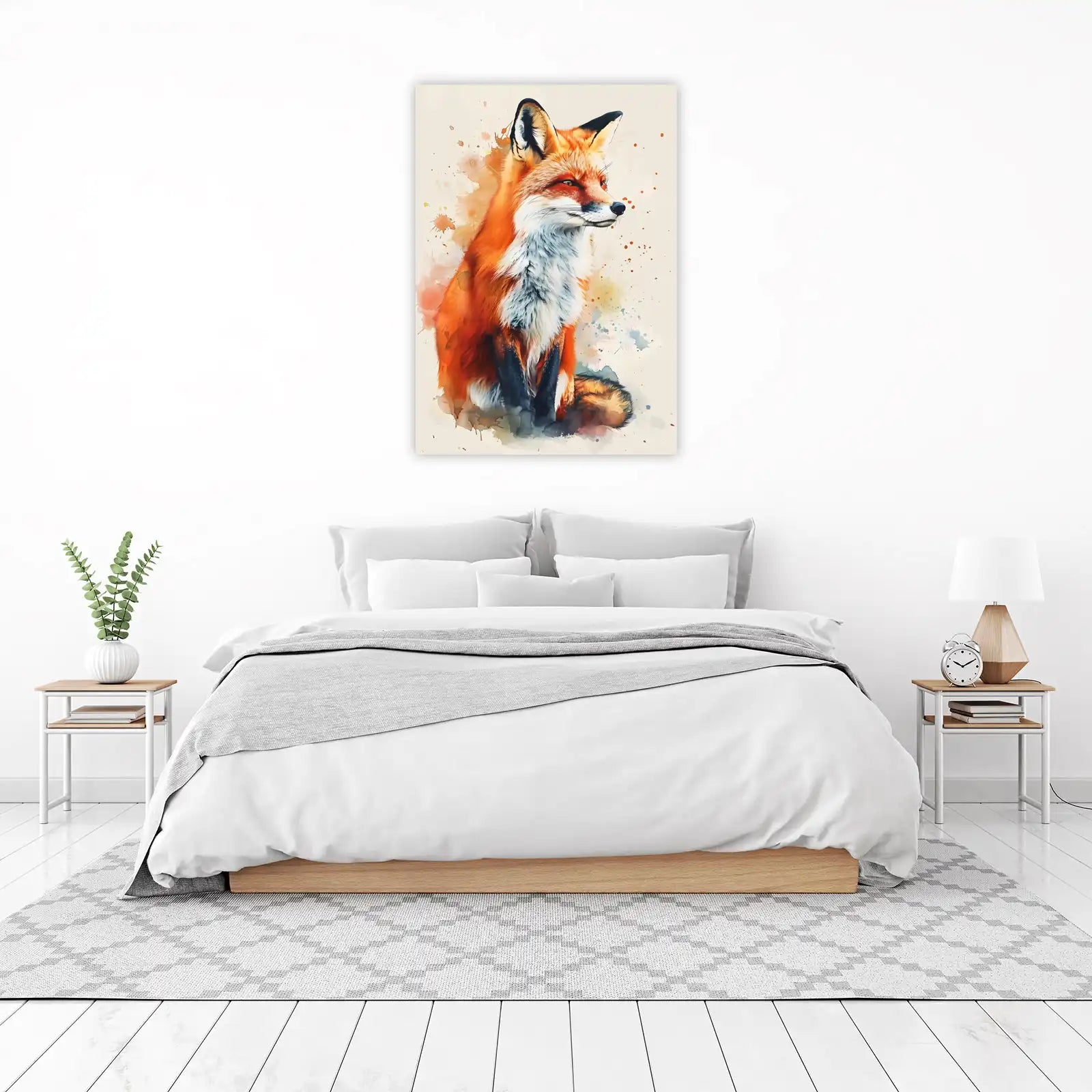 Vibrant Fox Watercolor Art Wall Art