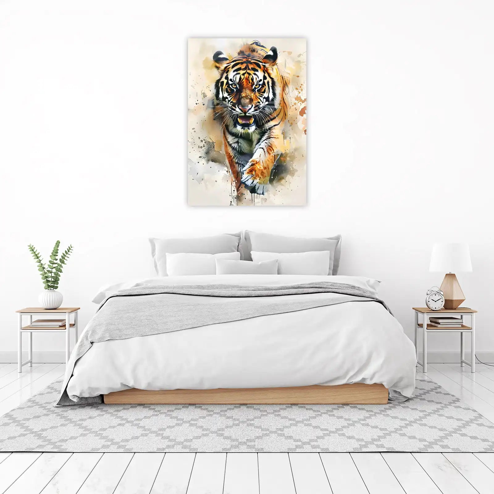 Majestic Tiger Roar Watercolor Wall Art