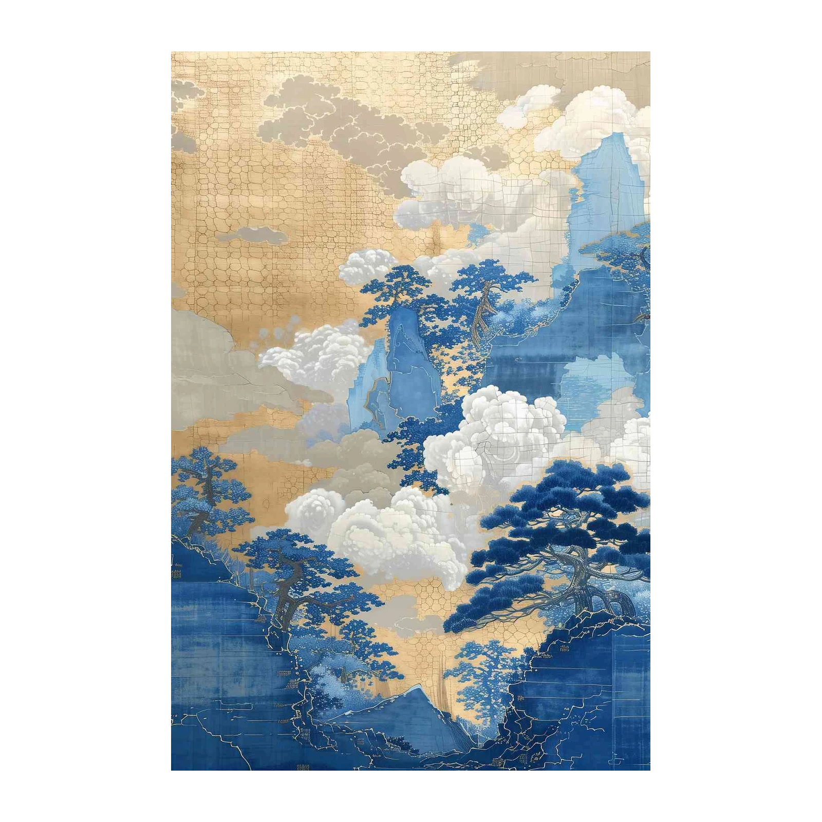 Serene Blue Mountain Mist Wall Art