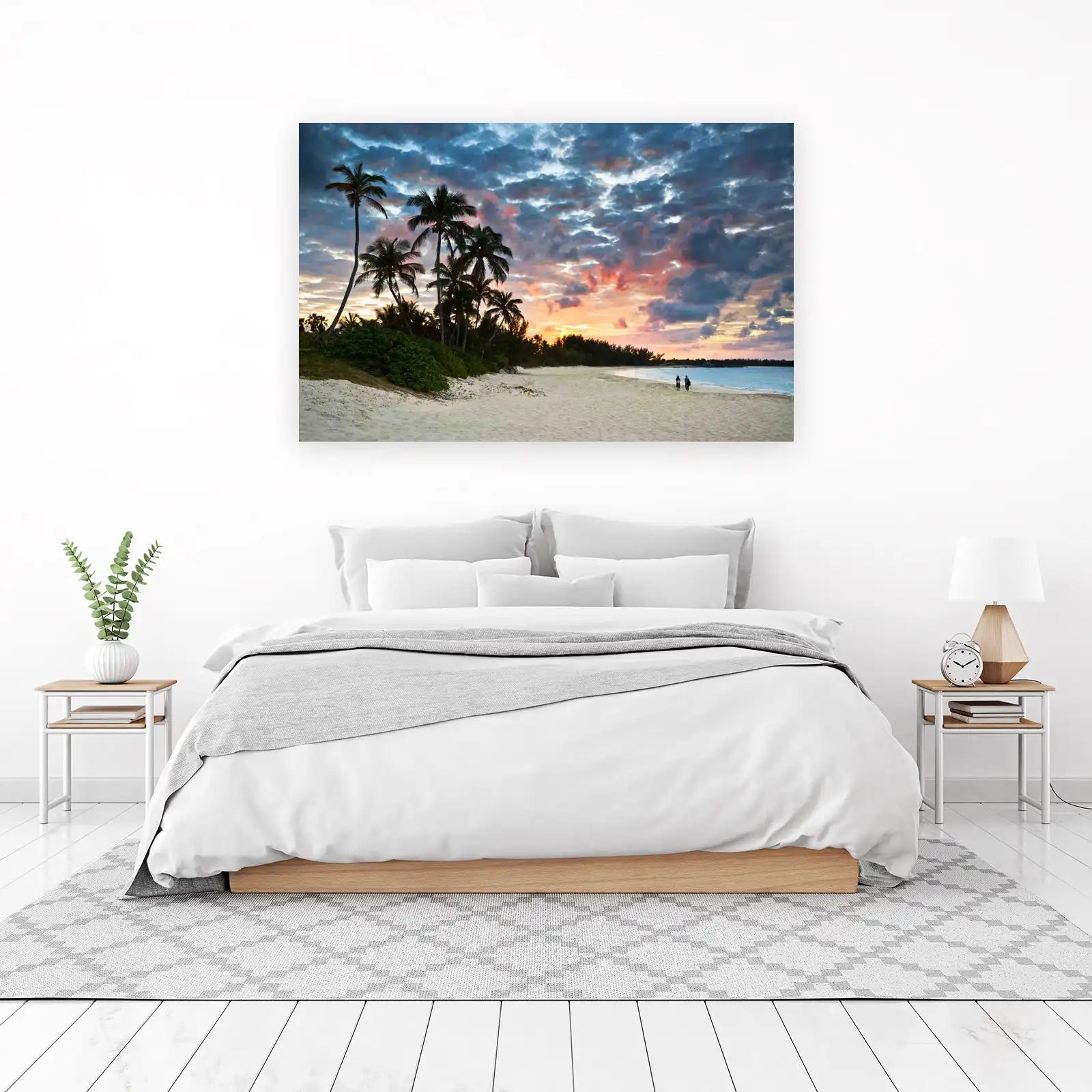 Tropical Sunset Beach Palm Trees Wall Art