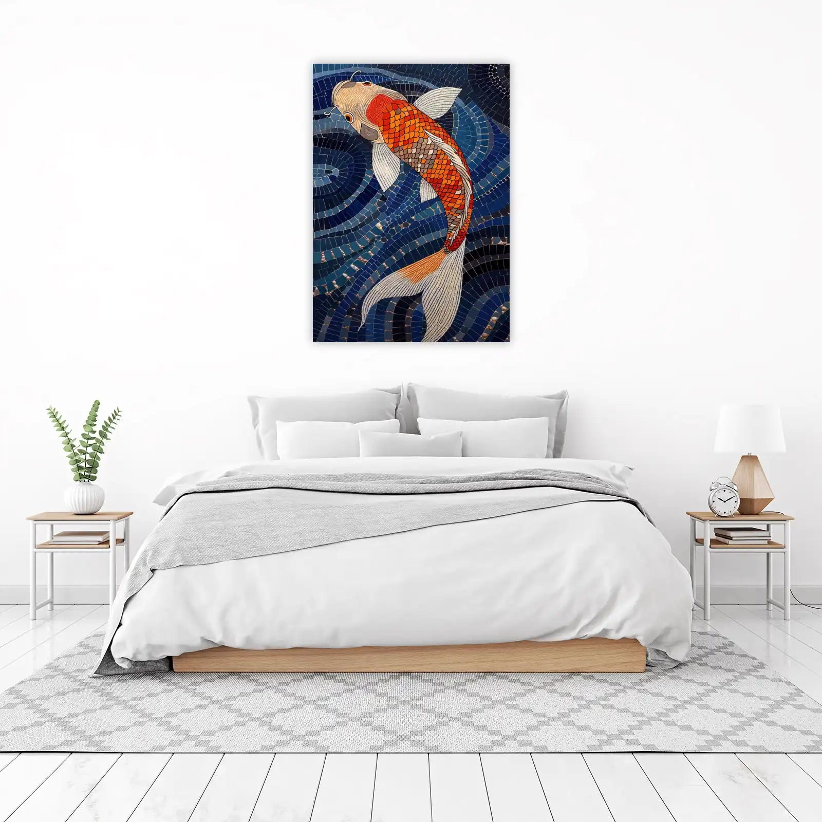 Vibrant Koi Fish Mosaic Wall Art - Zen Decor