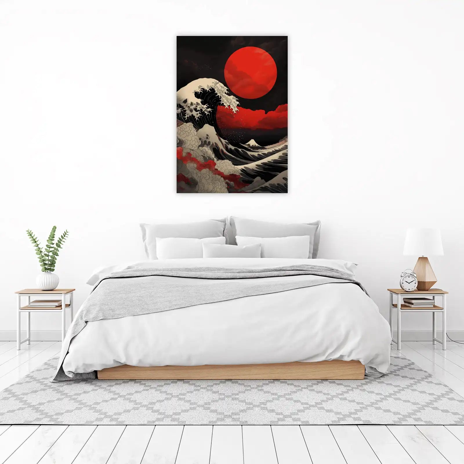Crimson Sun Wave & Fuji Wall Art