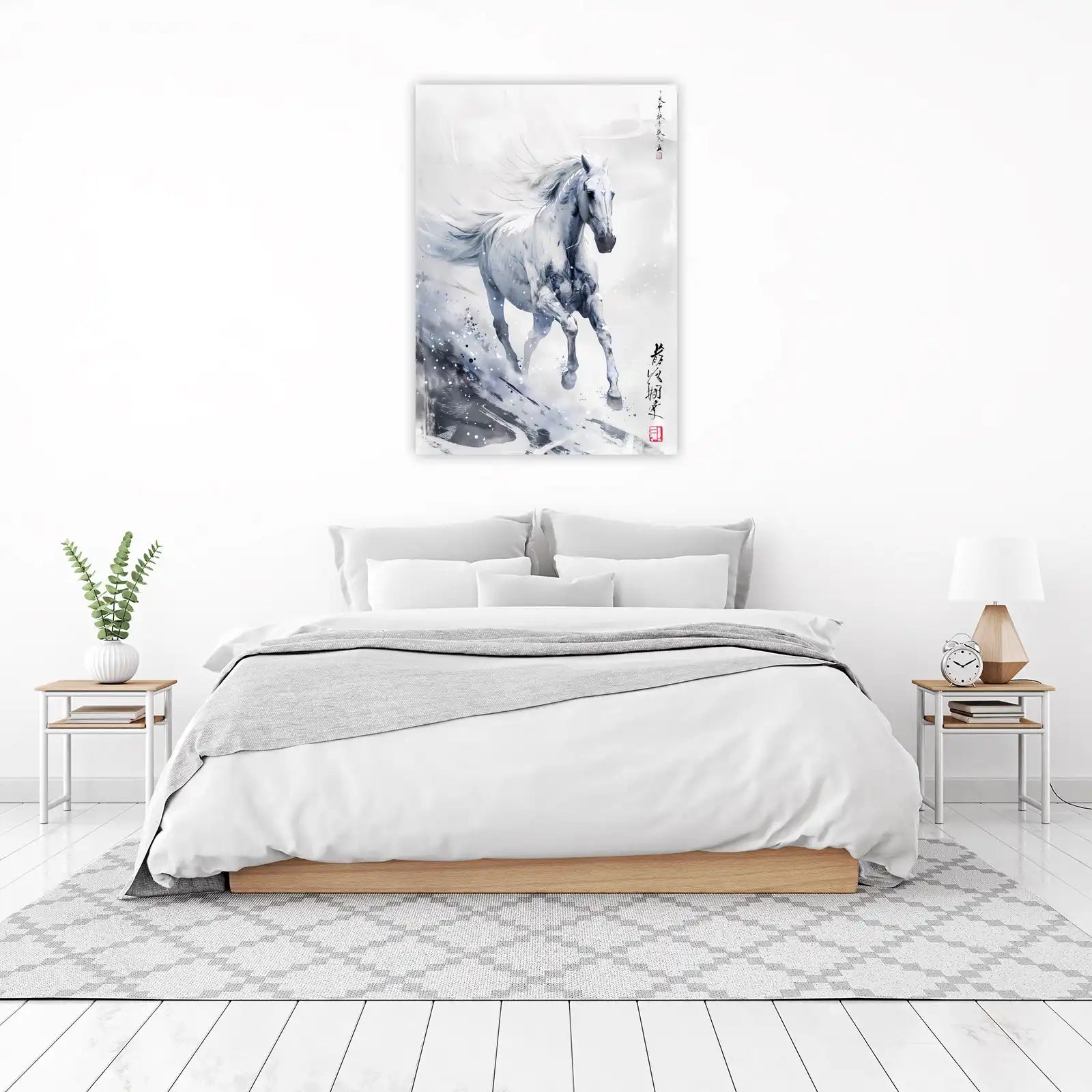 Majestic White Horse Gallop Wall Art