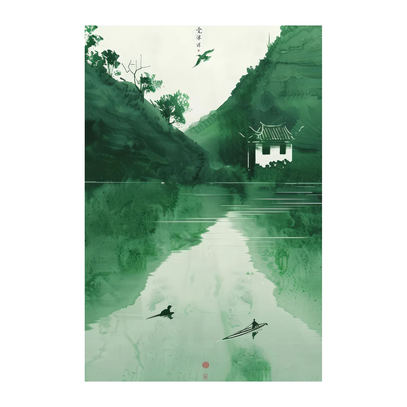 Serene Mountain Lake Landscape Wall Art