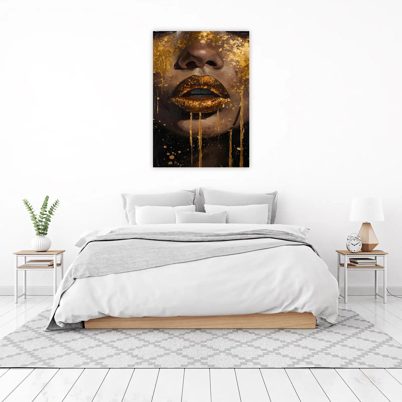 Luxury Gold Lips Portrait Wall Art
