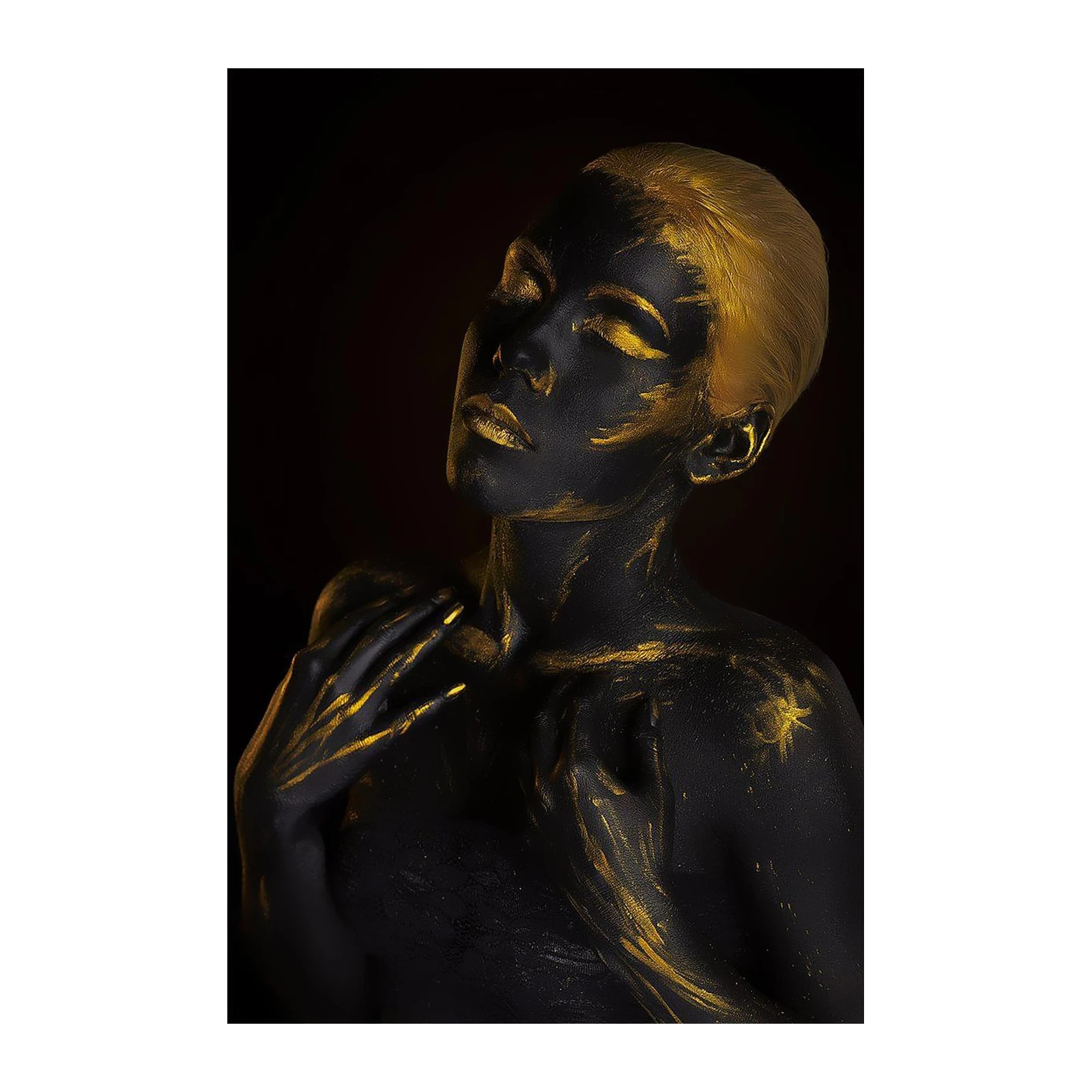 Elegant Gold & Black Woman Wall Art