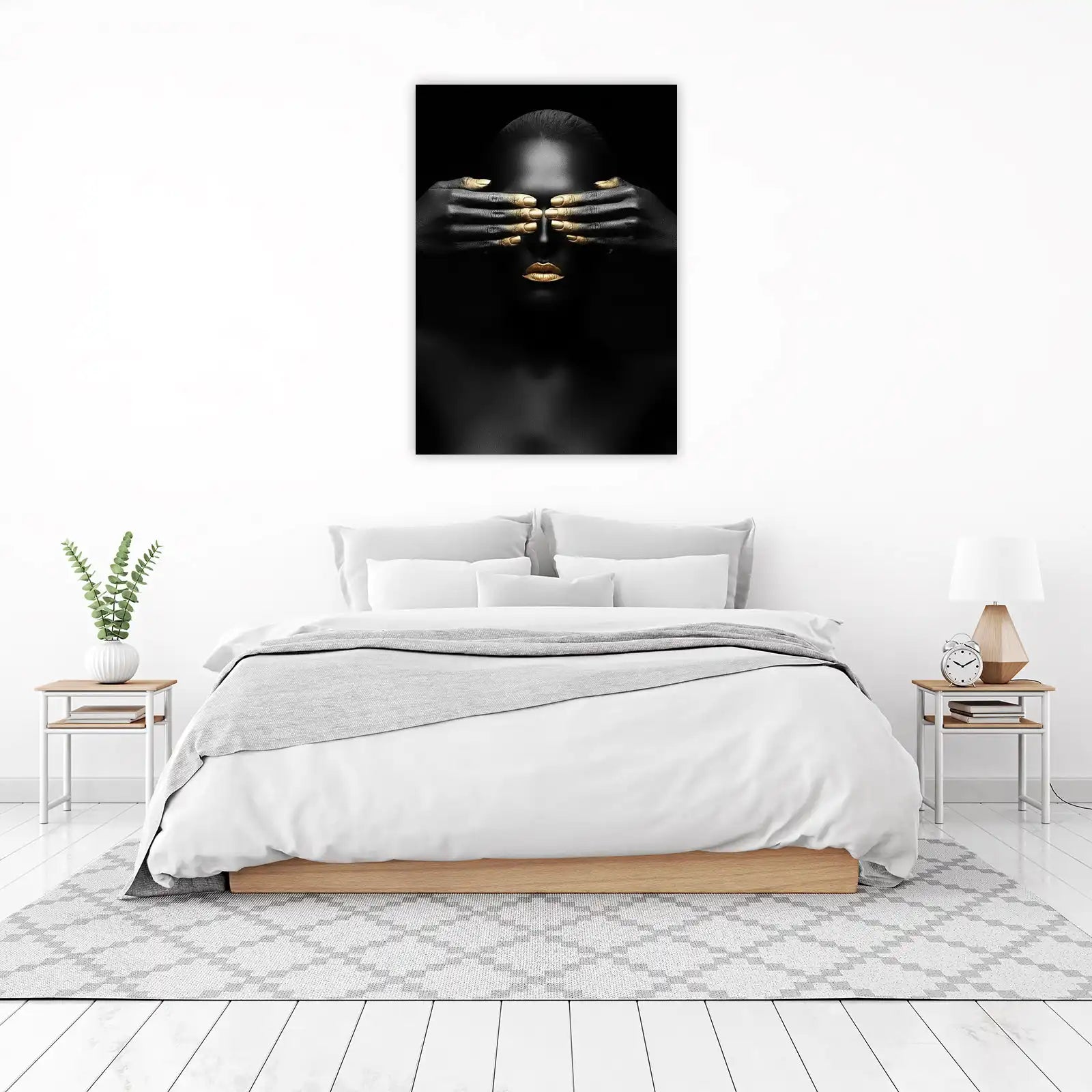 Gilded Secrets Black & Gold Face Wall Art