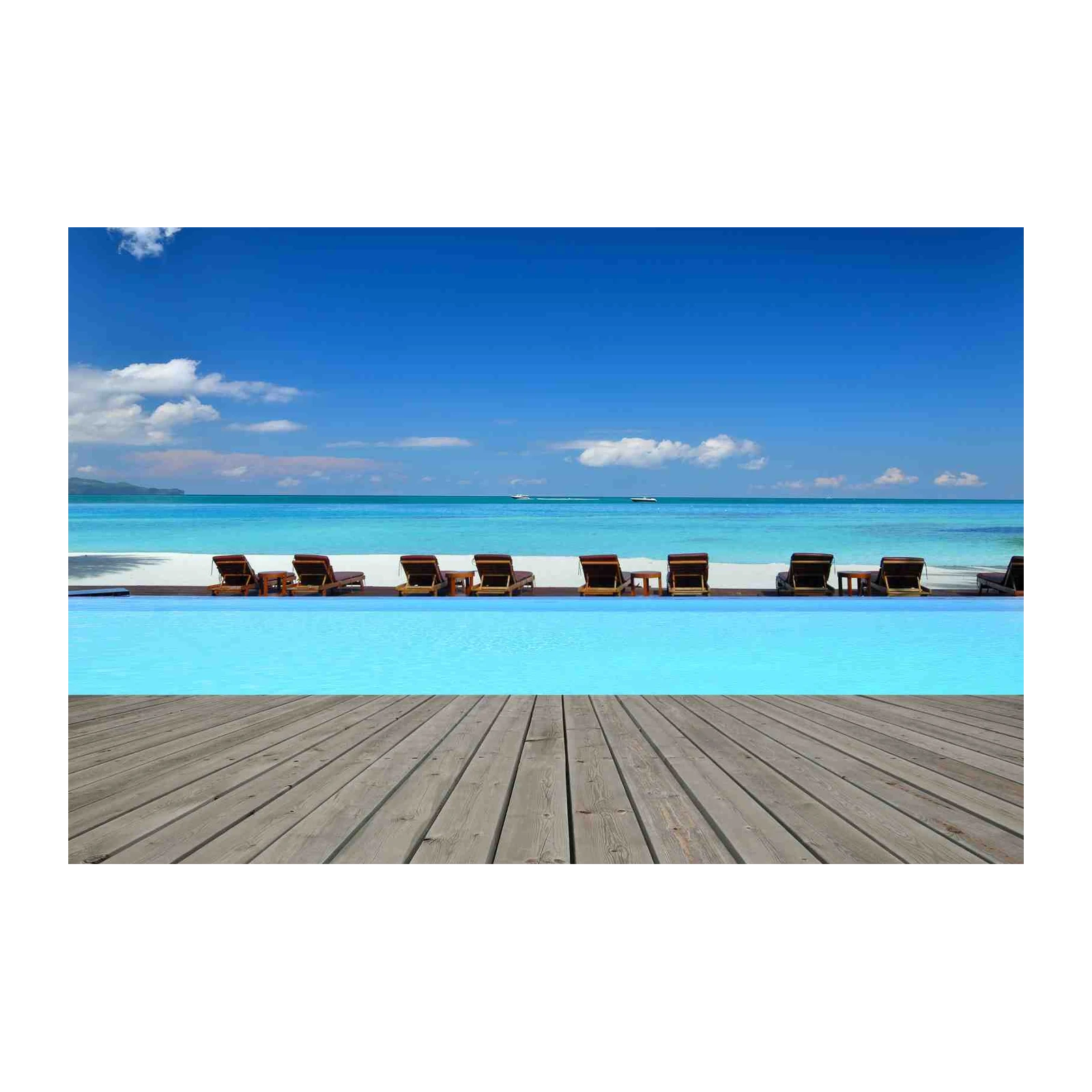 Serene Beach Paradise Infinity Pool Wall Art