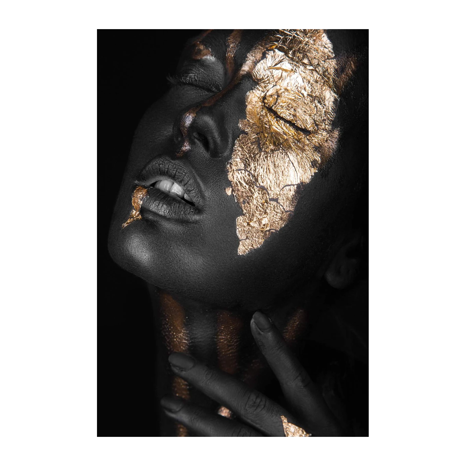 Golden Aura Portrait Abstract Face Wall Art