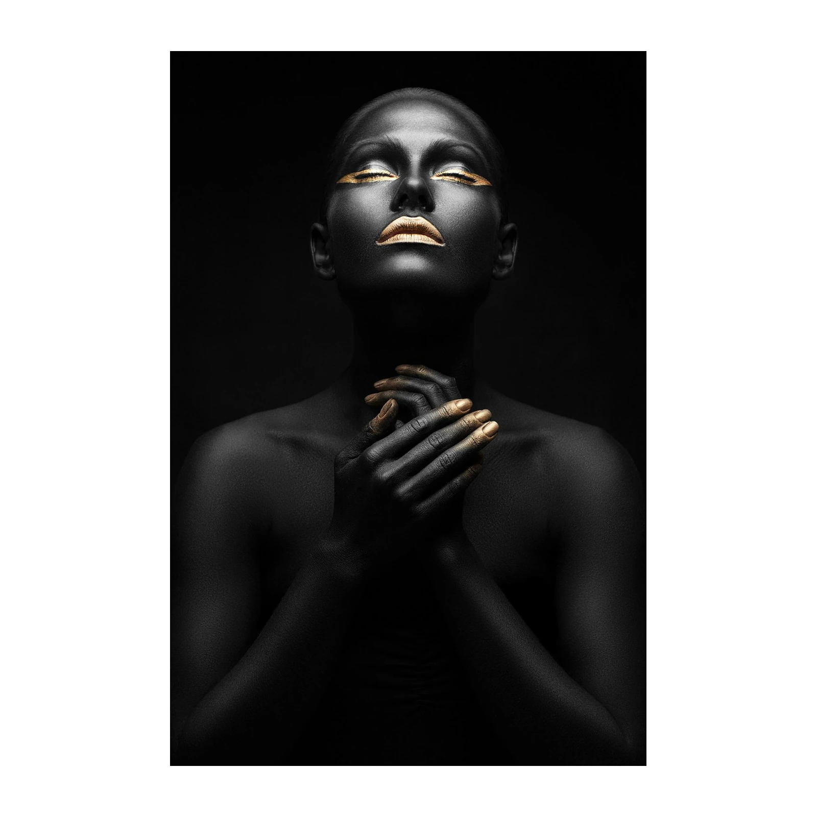 Elegant Black & Gold Face Art Wall Art