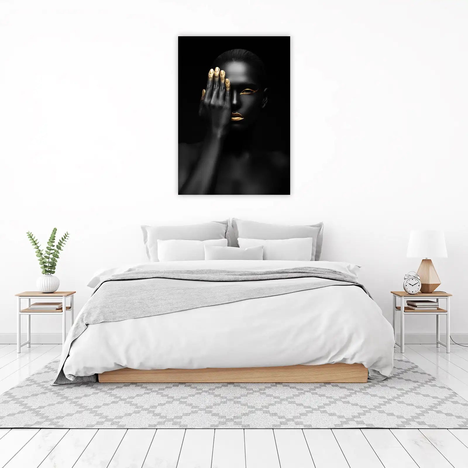 Golden Glamour Abstract Face Wall Art