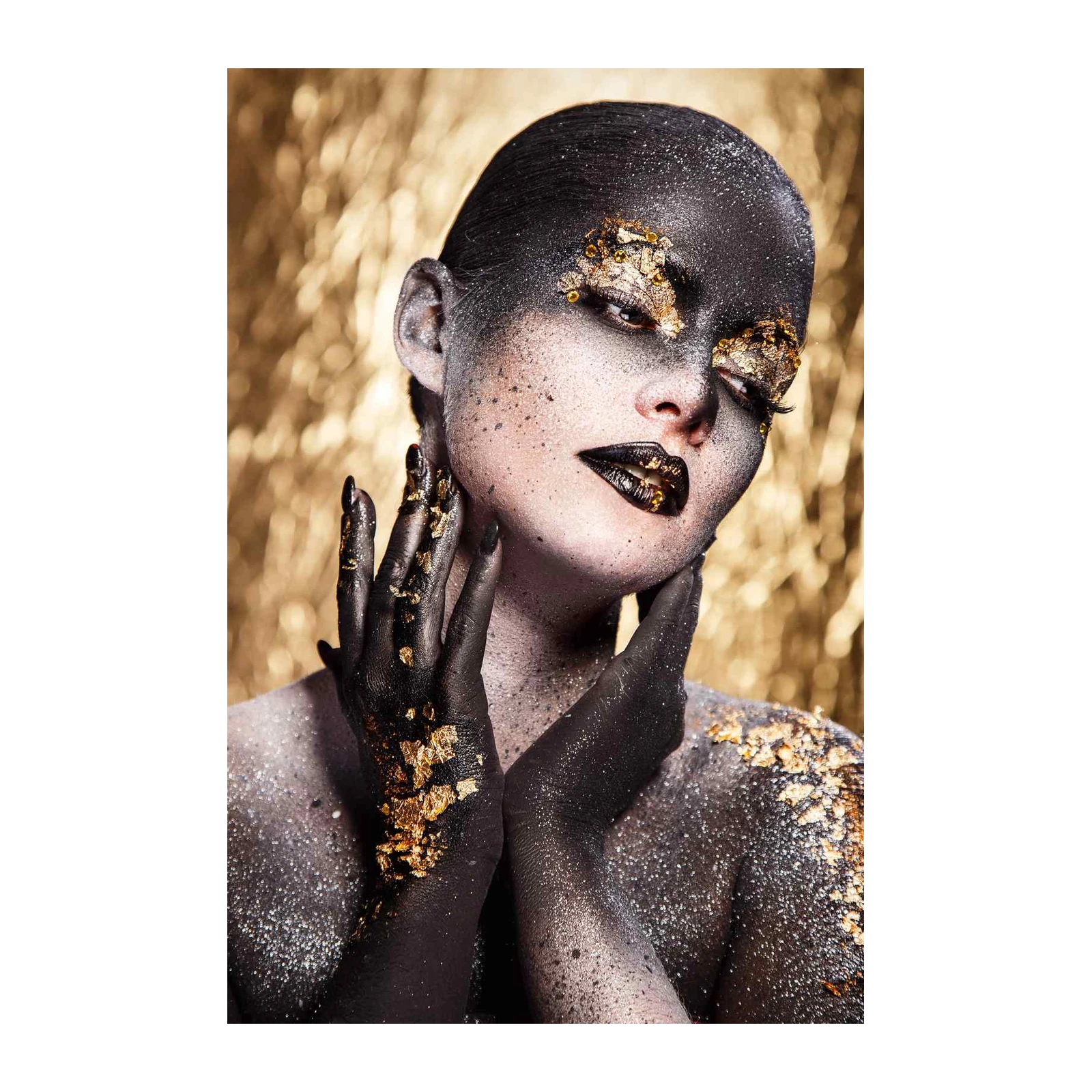 Ethereal Gold & Black Glamour Wall Art
