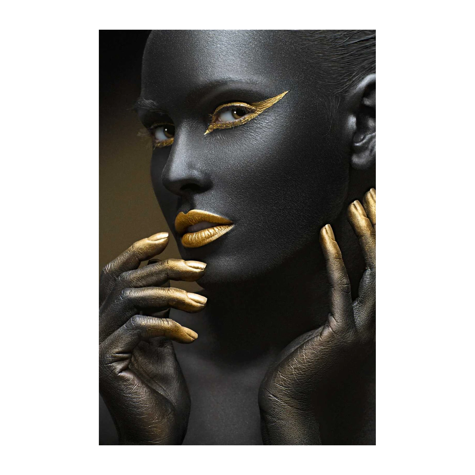 Gold & Black Elegance Face Wall Art