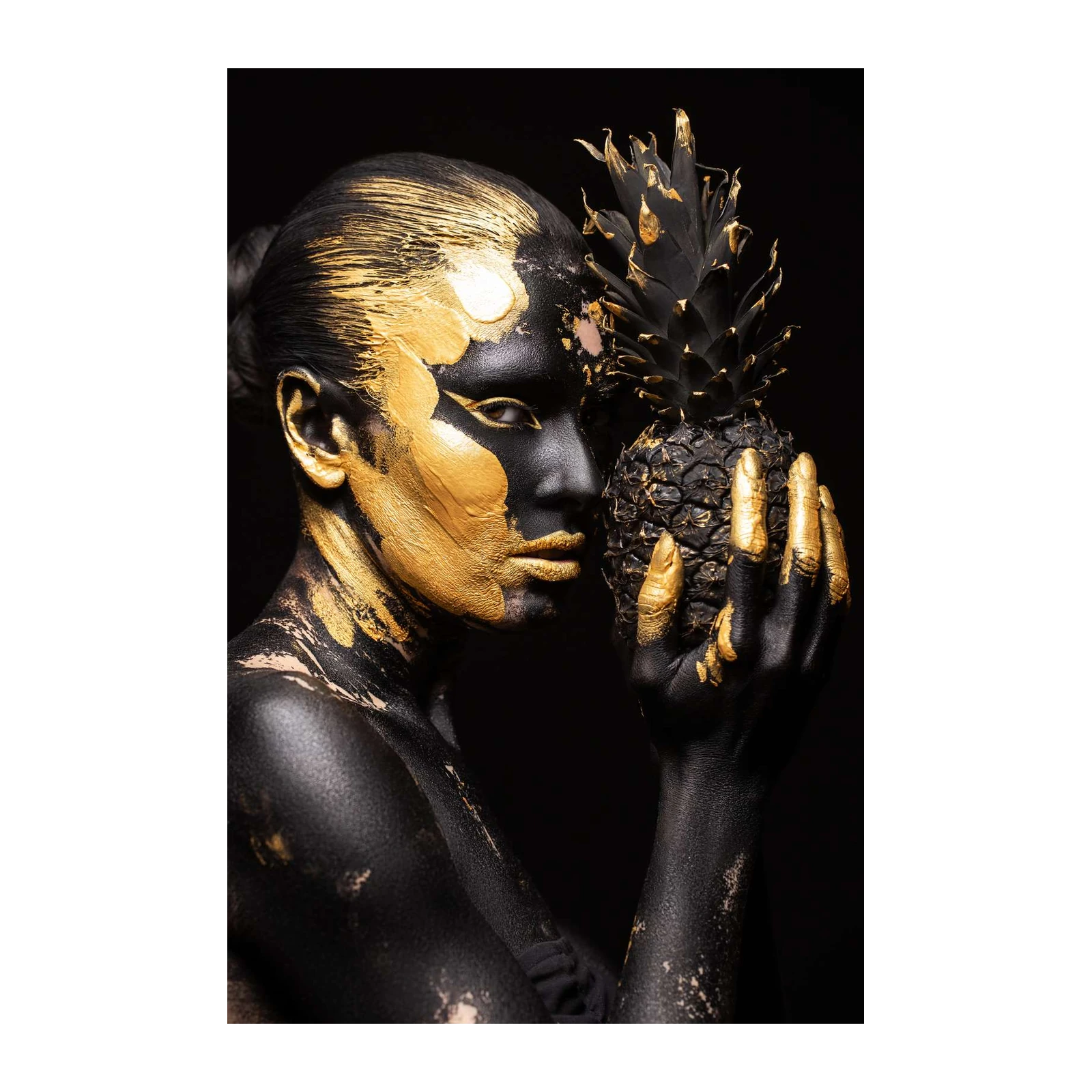 Luxury Gold & Black Pineapple Portrait Wall Art