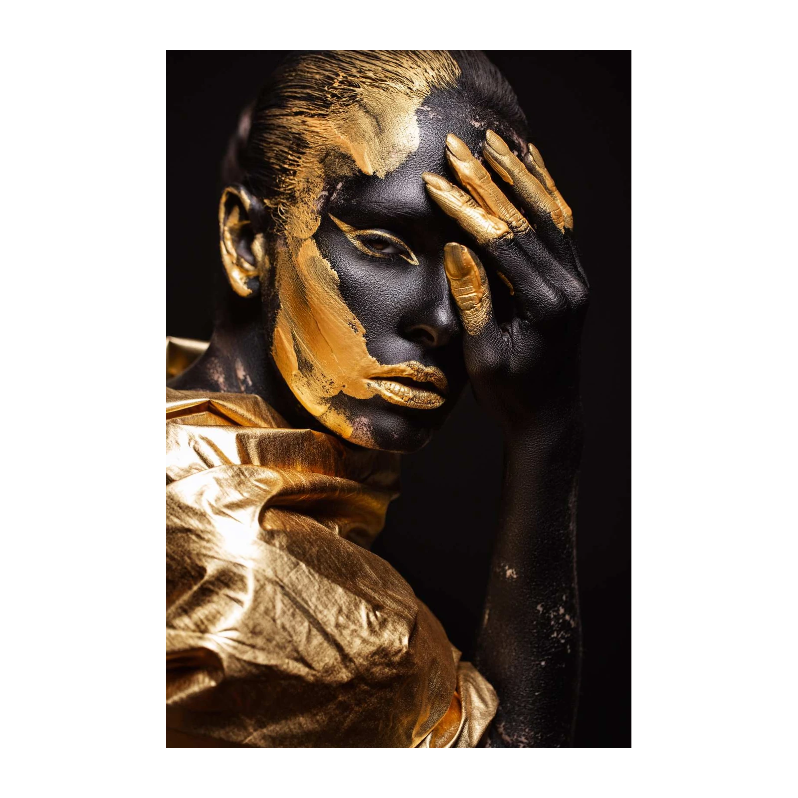 Luxurious Gold & Black Face Art Wall Art