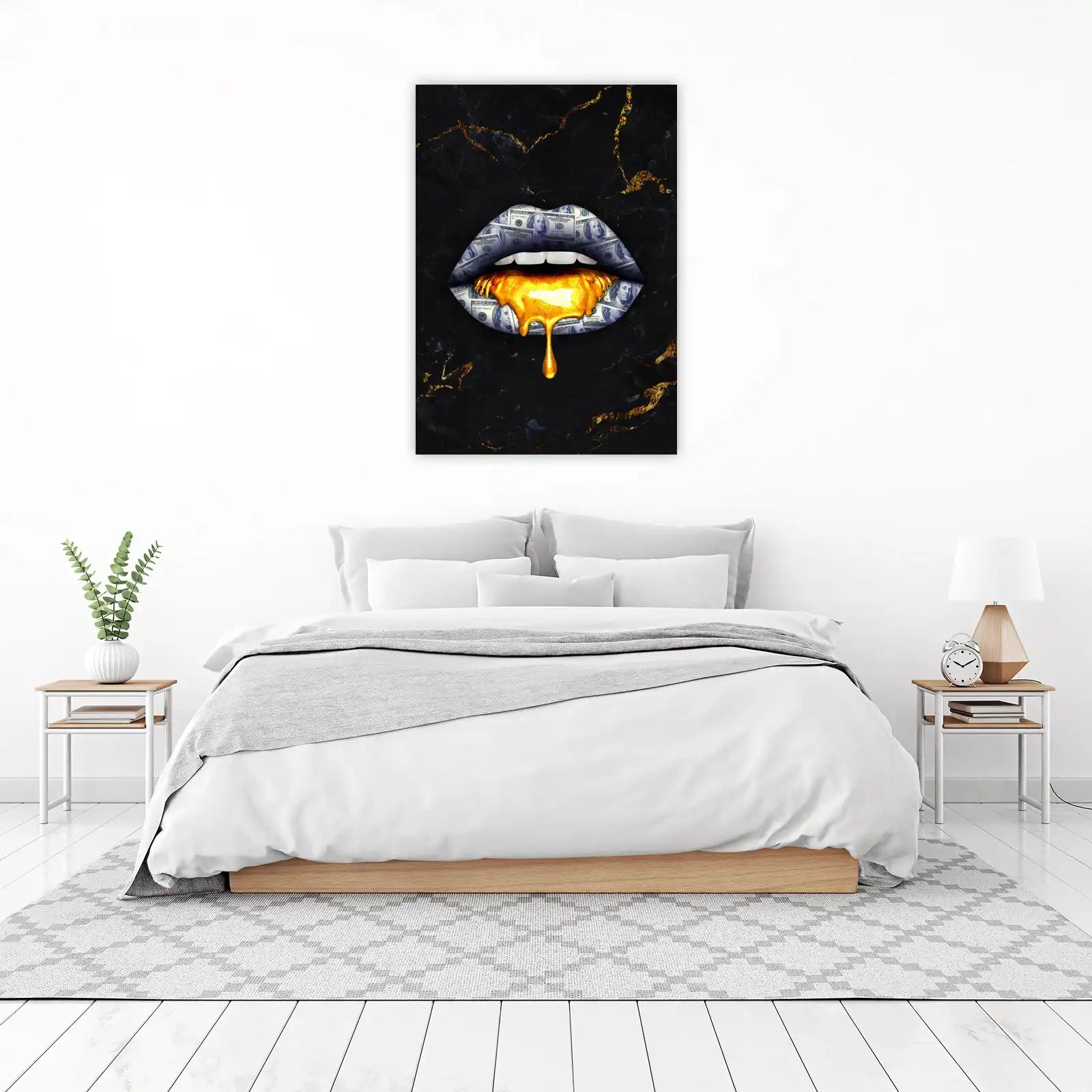 Dripping Gold Lips & Money Wall Art