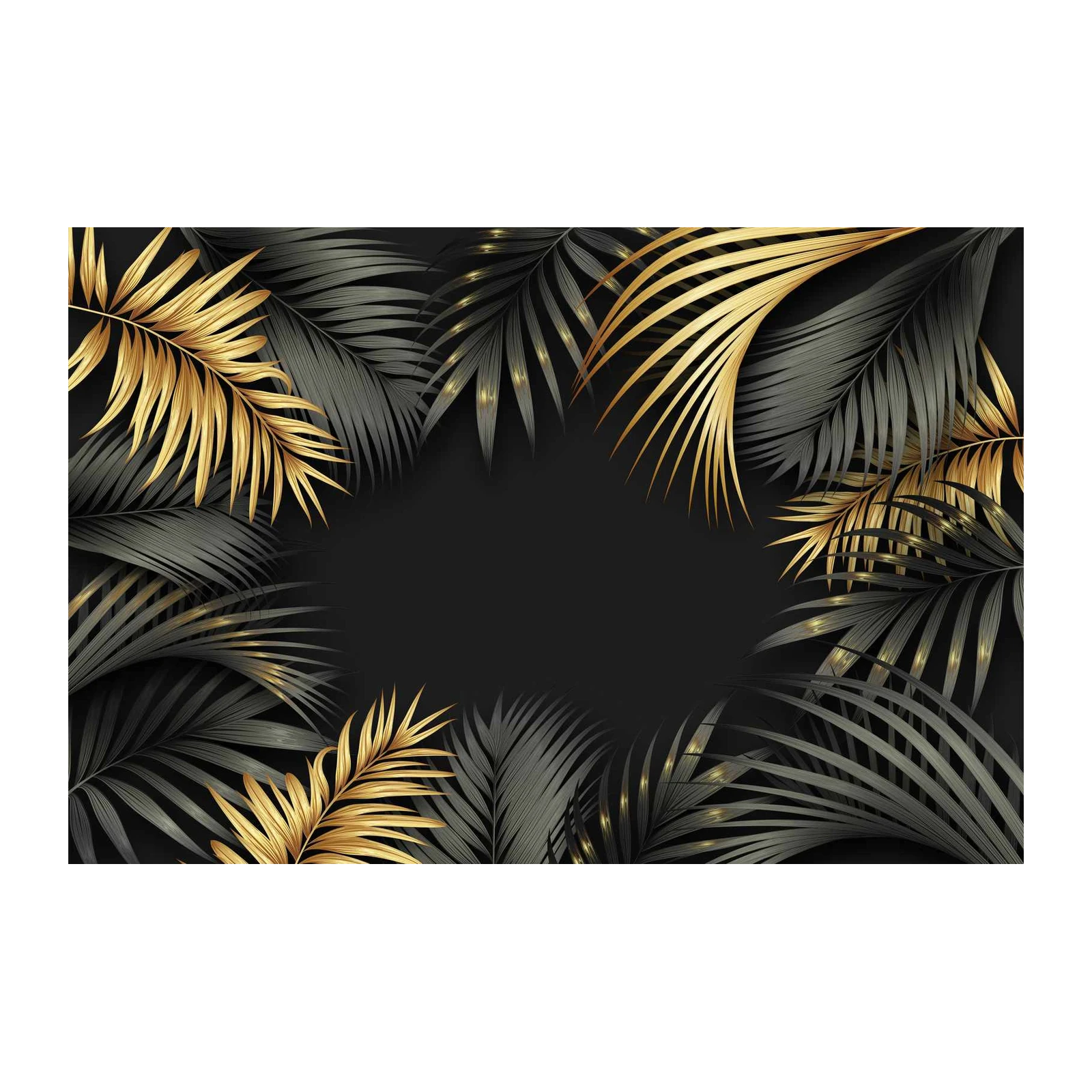 Luxury Gold & Black Palm Leaf Wall Art
