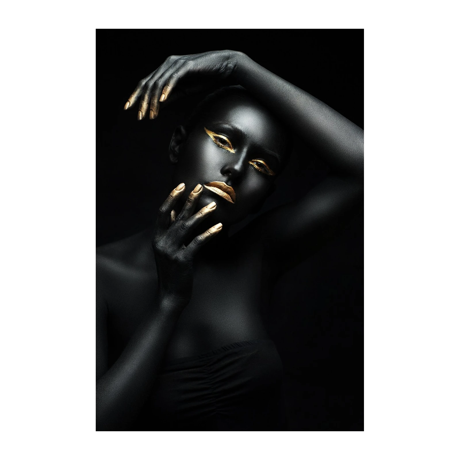 Elegant Gold & Black Face Portrait Wall Art