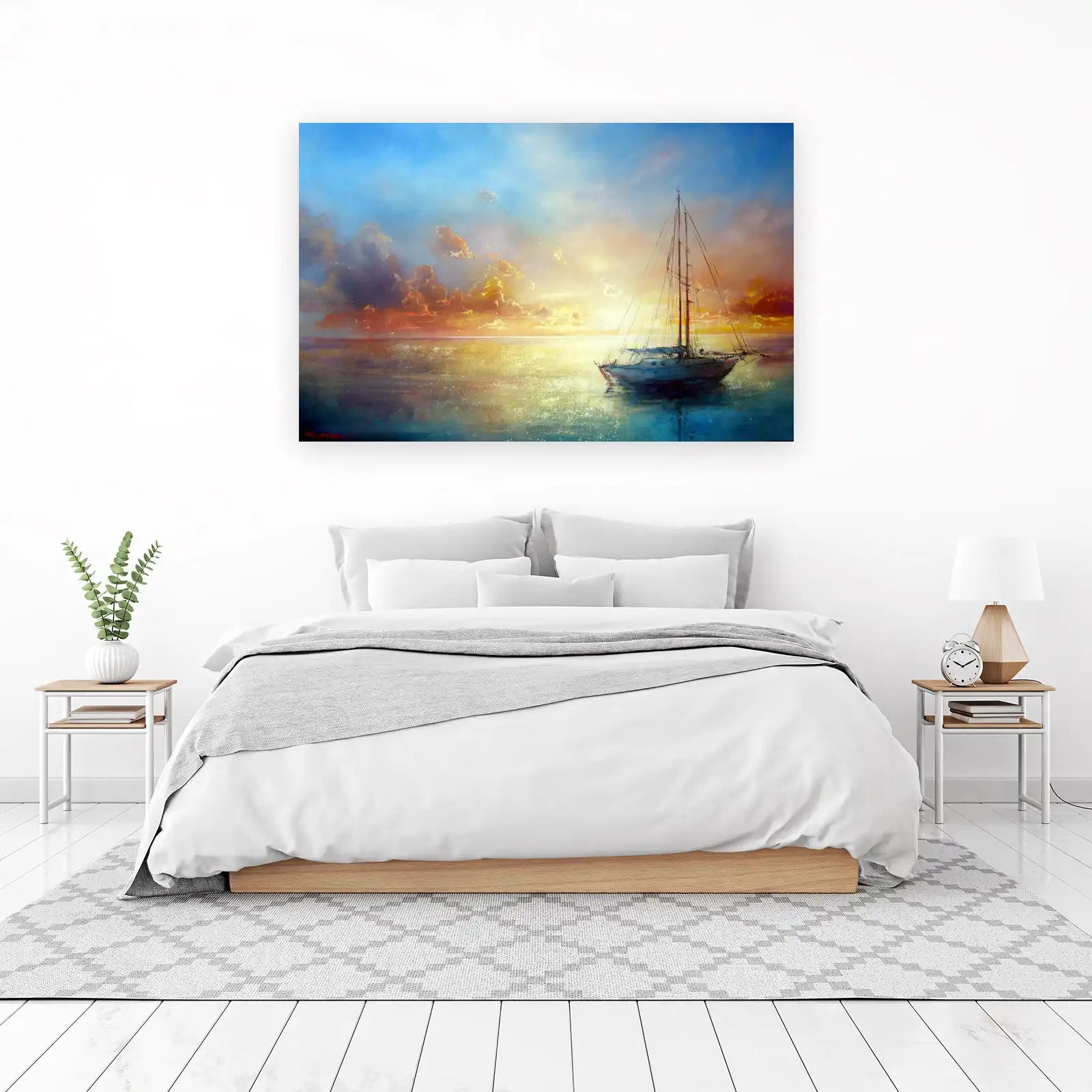 Serene Sailboat Sunset Seascape Wall Art