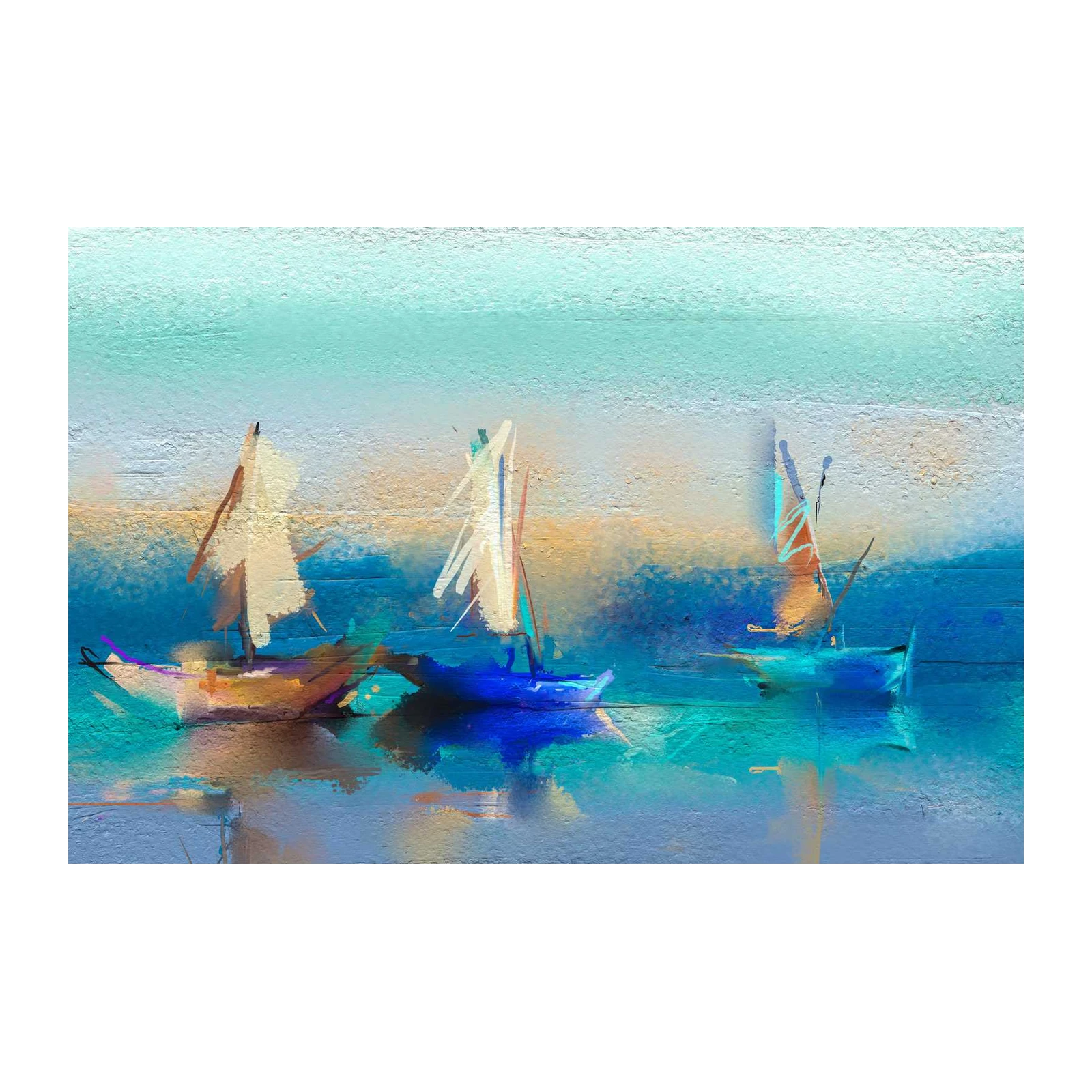Abstract Sailboats on Water Wall Art