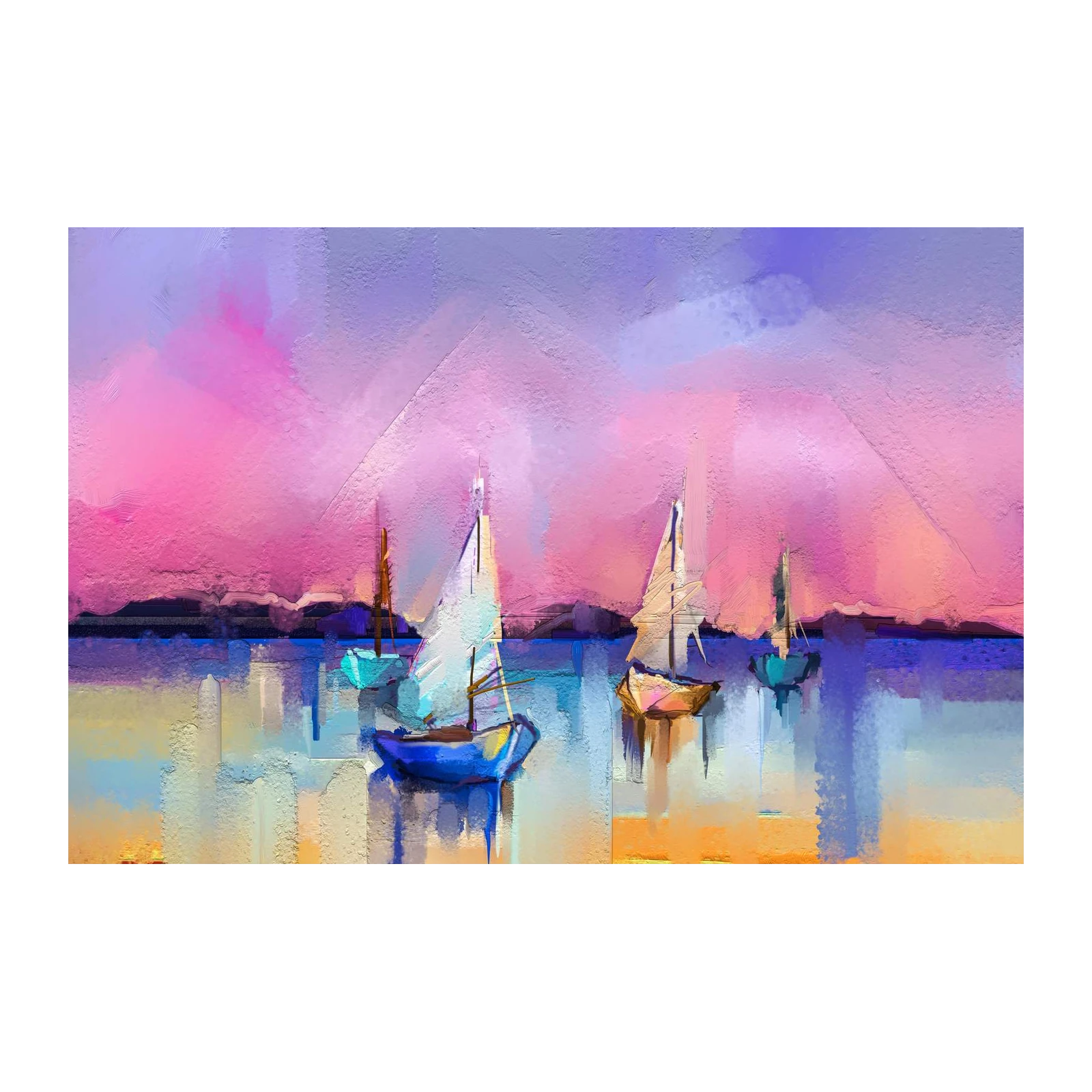 Dreamy Sailboats Sunset Wall Art