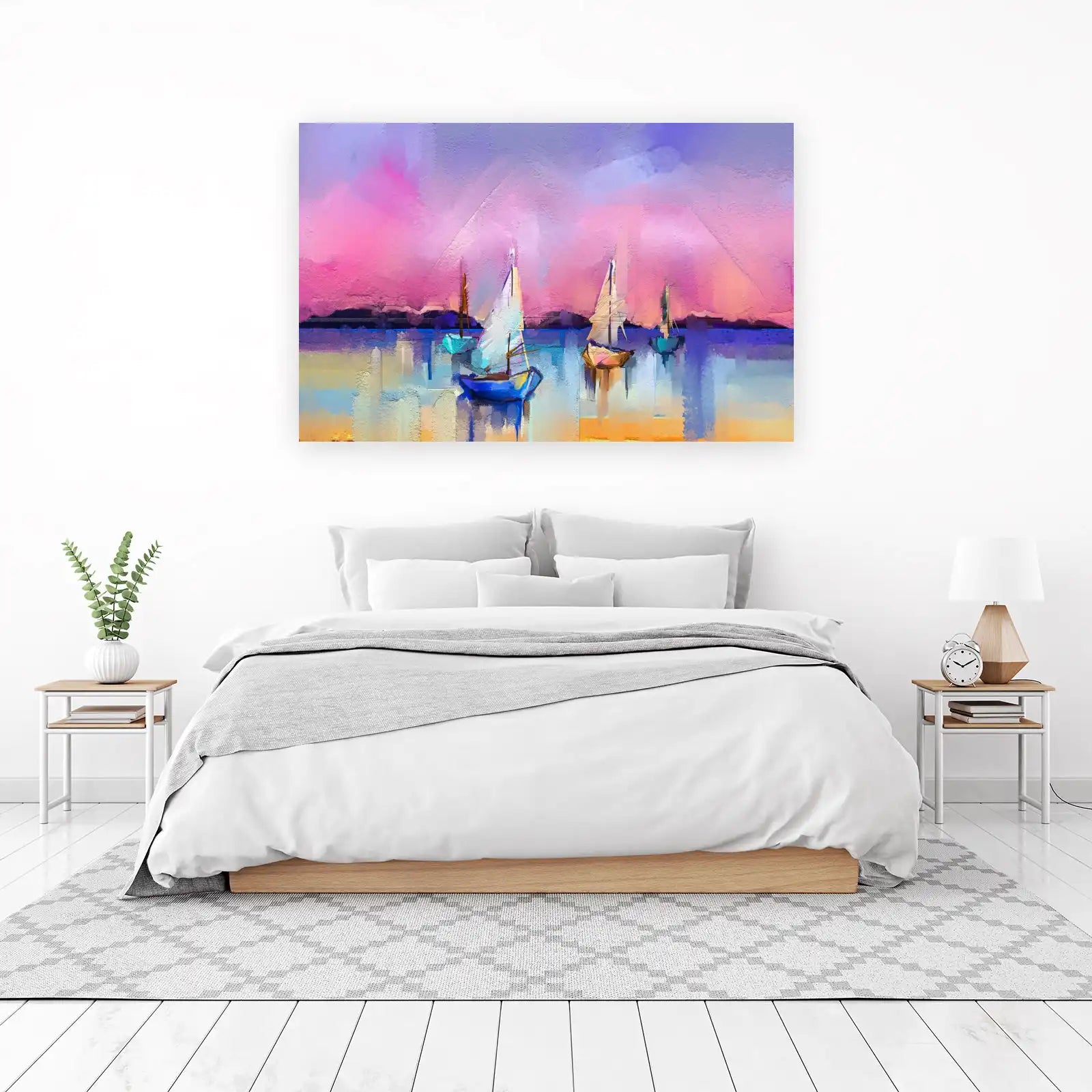 Dreamy Sailboats Sunset Wall Art