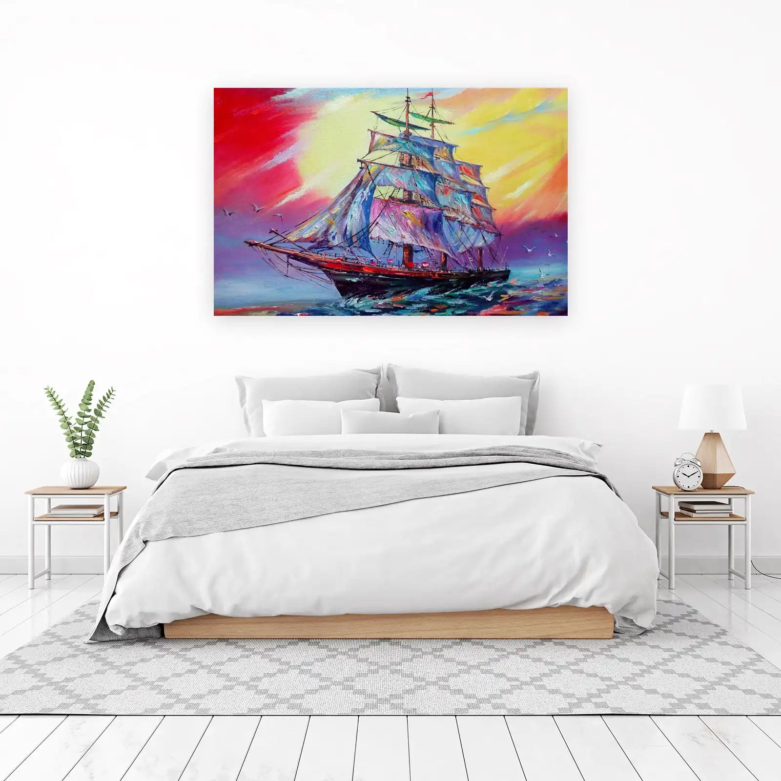 Vibrant Sailboat Sunset Wall Art Wall Art