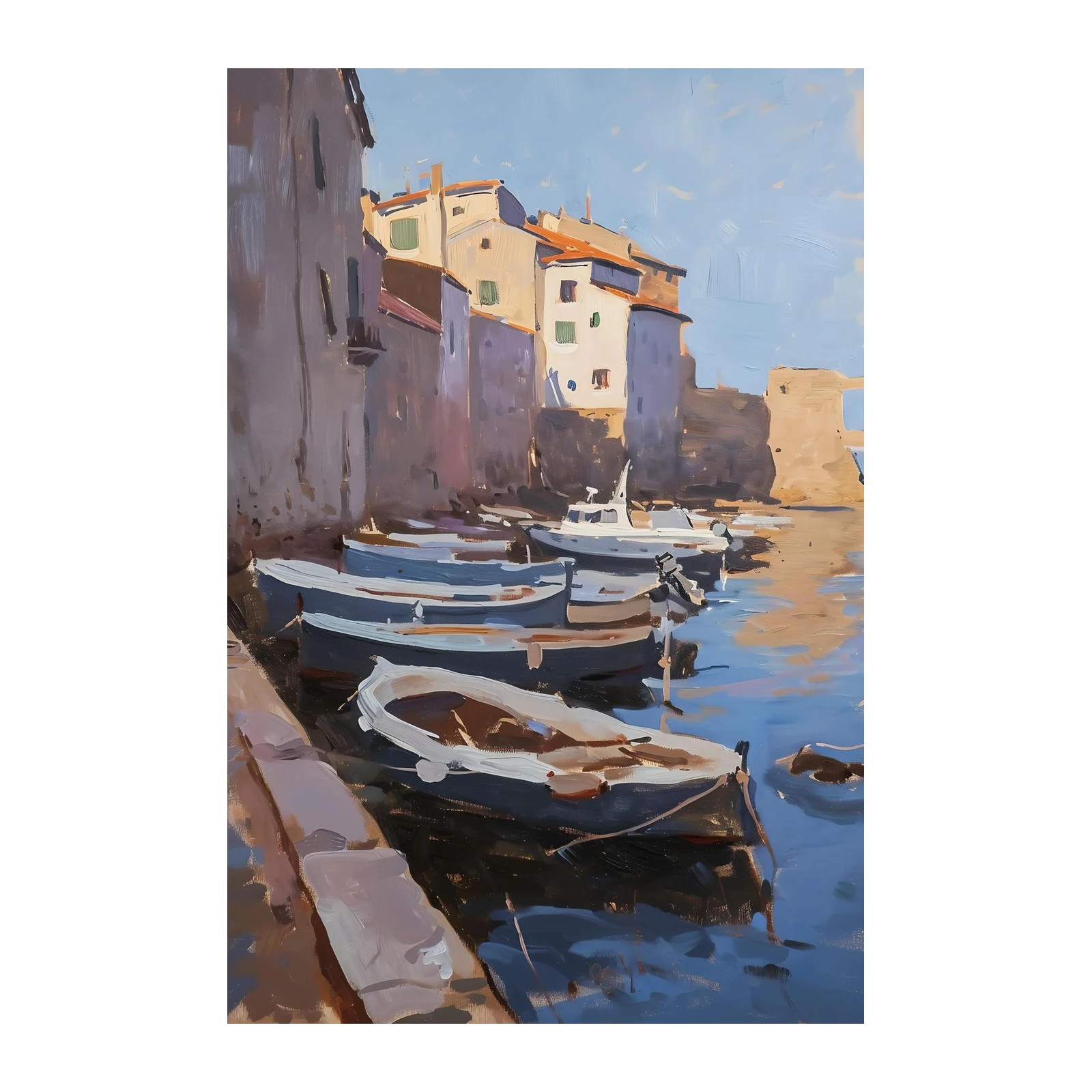 Coastal Harbor Boats & Buildings Wall Art