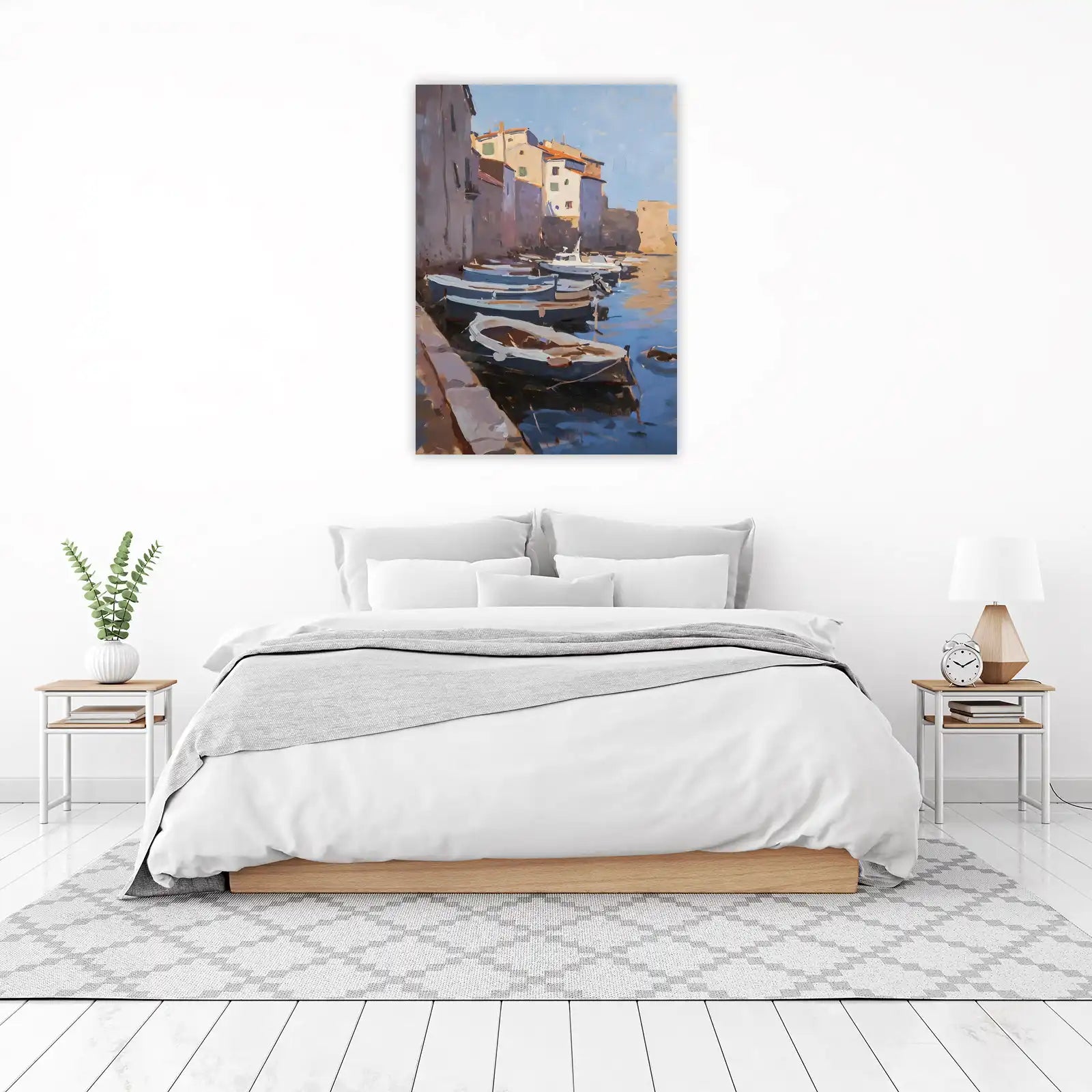 Coastal Harbor Boats & Buildings Wall Art