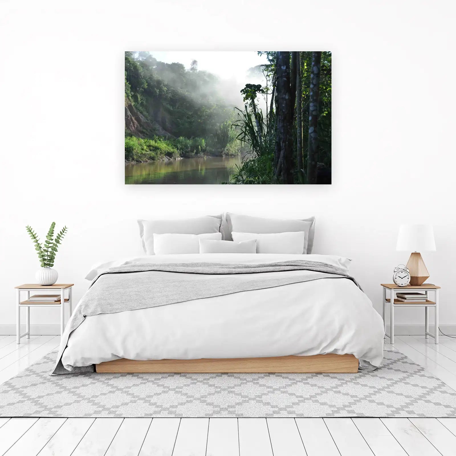 Misty Amazon River Jungle Scene Wall Art