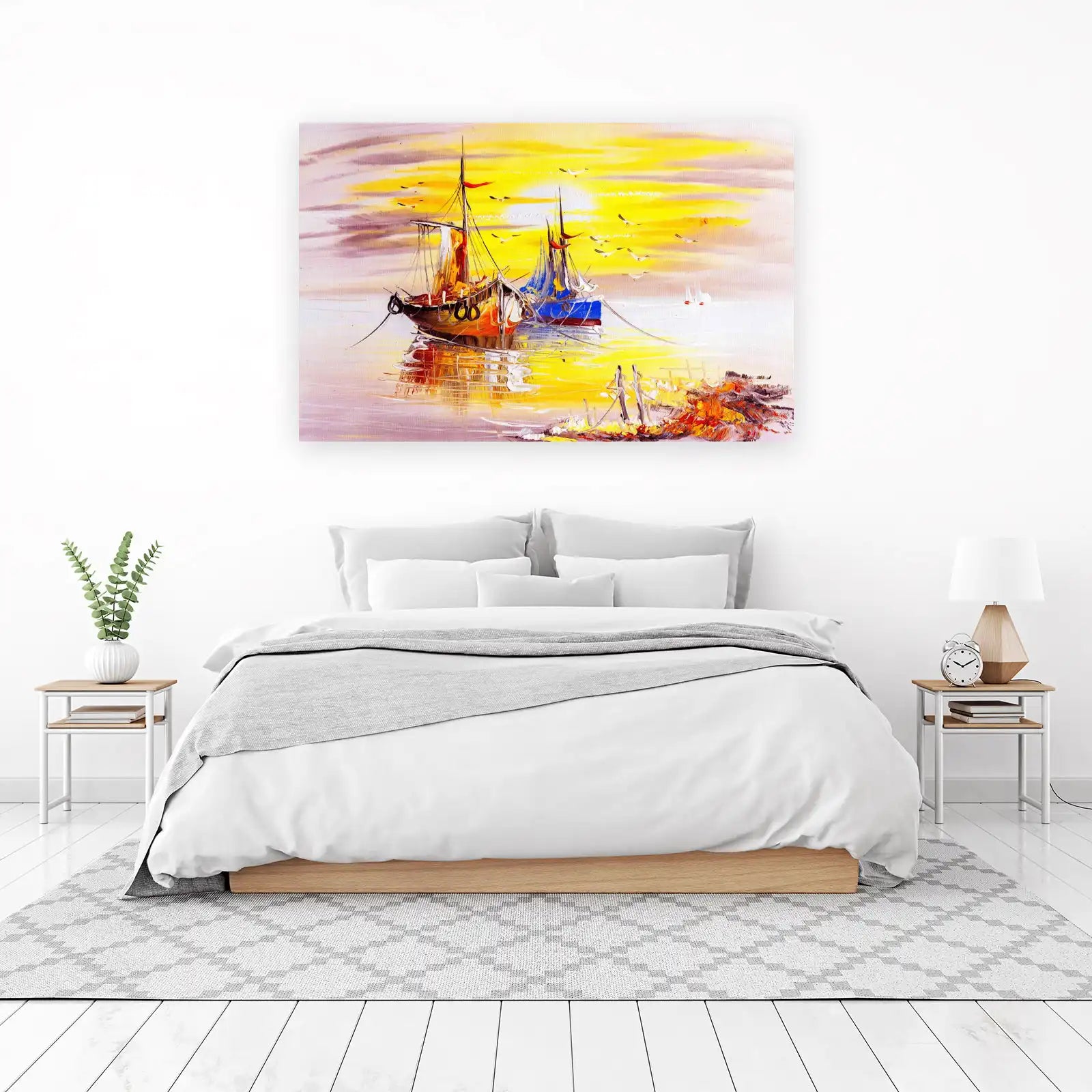 Golden Sunset Sailboats Wall Art