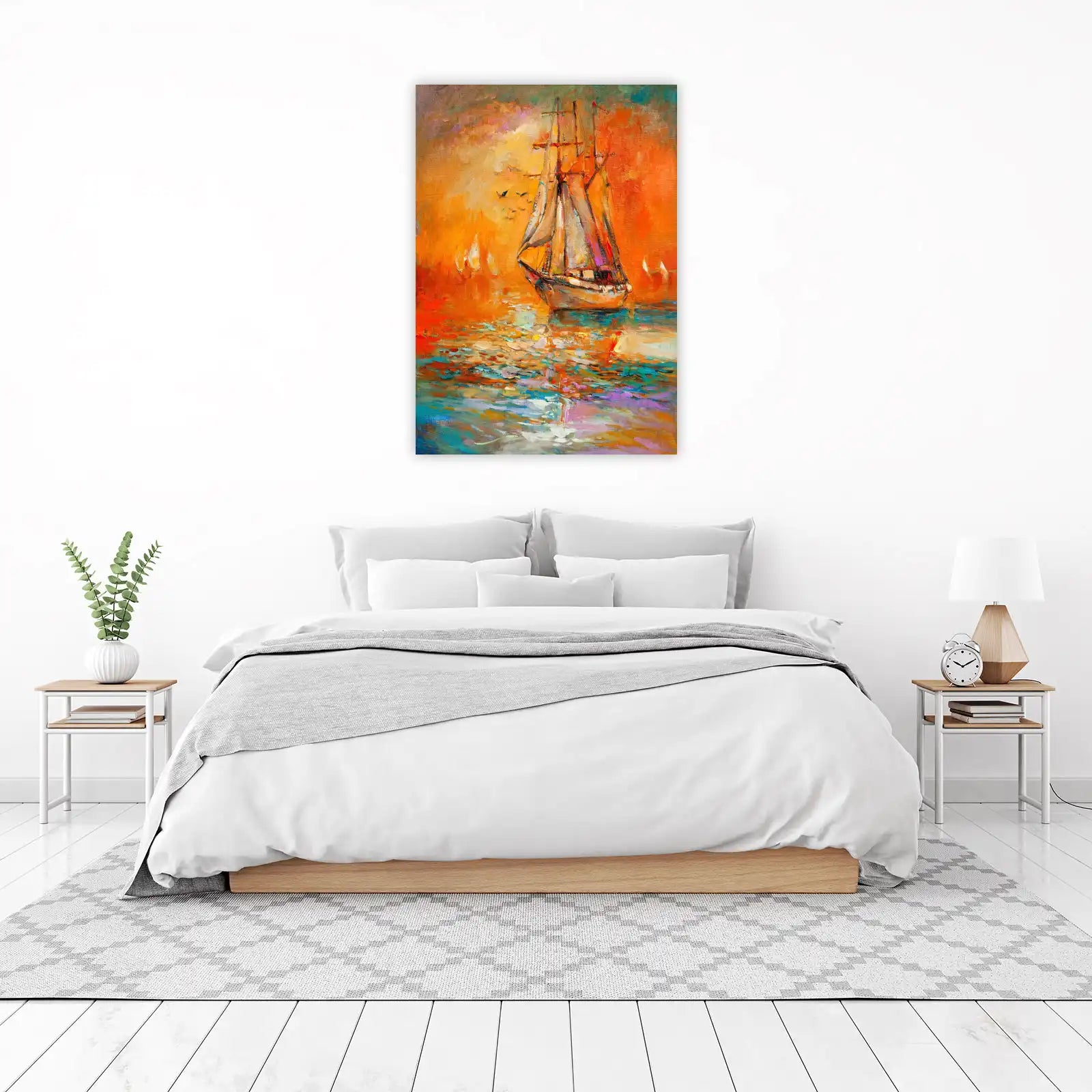 Seascape Sailboat Sunset Oil Painting Wall Art