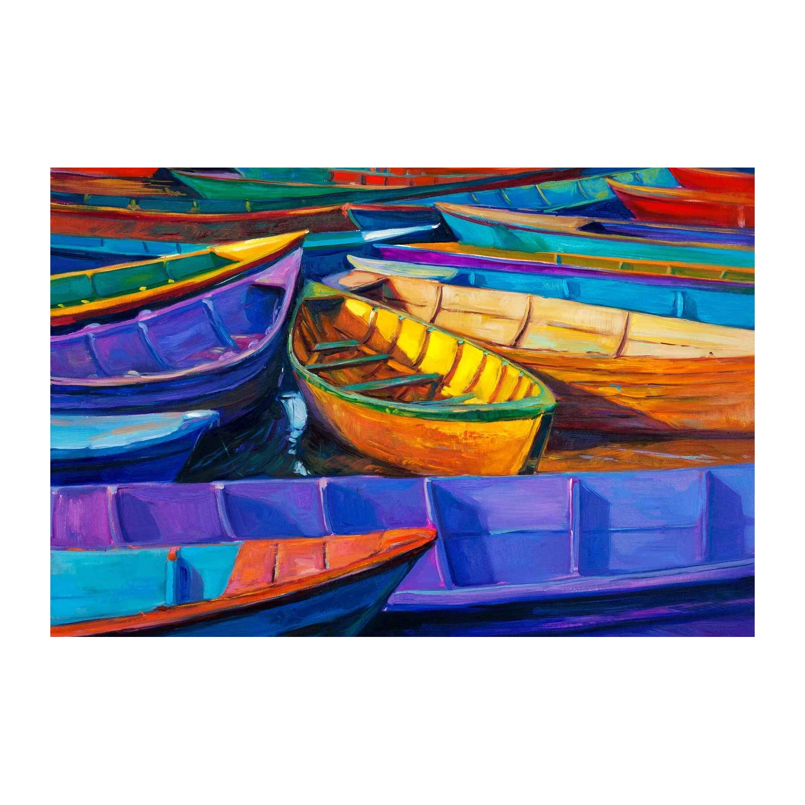 Vibrant Boat Row Wall Art - Coastal Wall Art