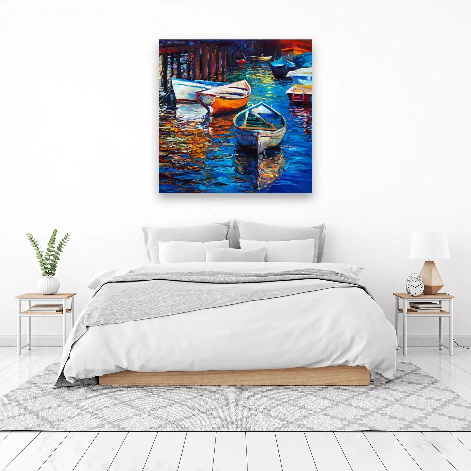 Harbor Boats Impressionist Seascape Wall Art