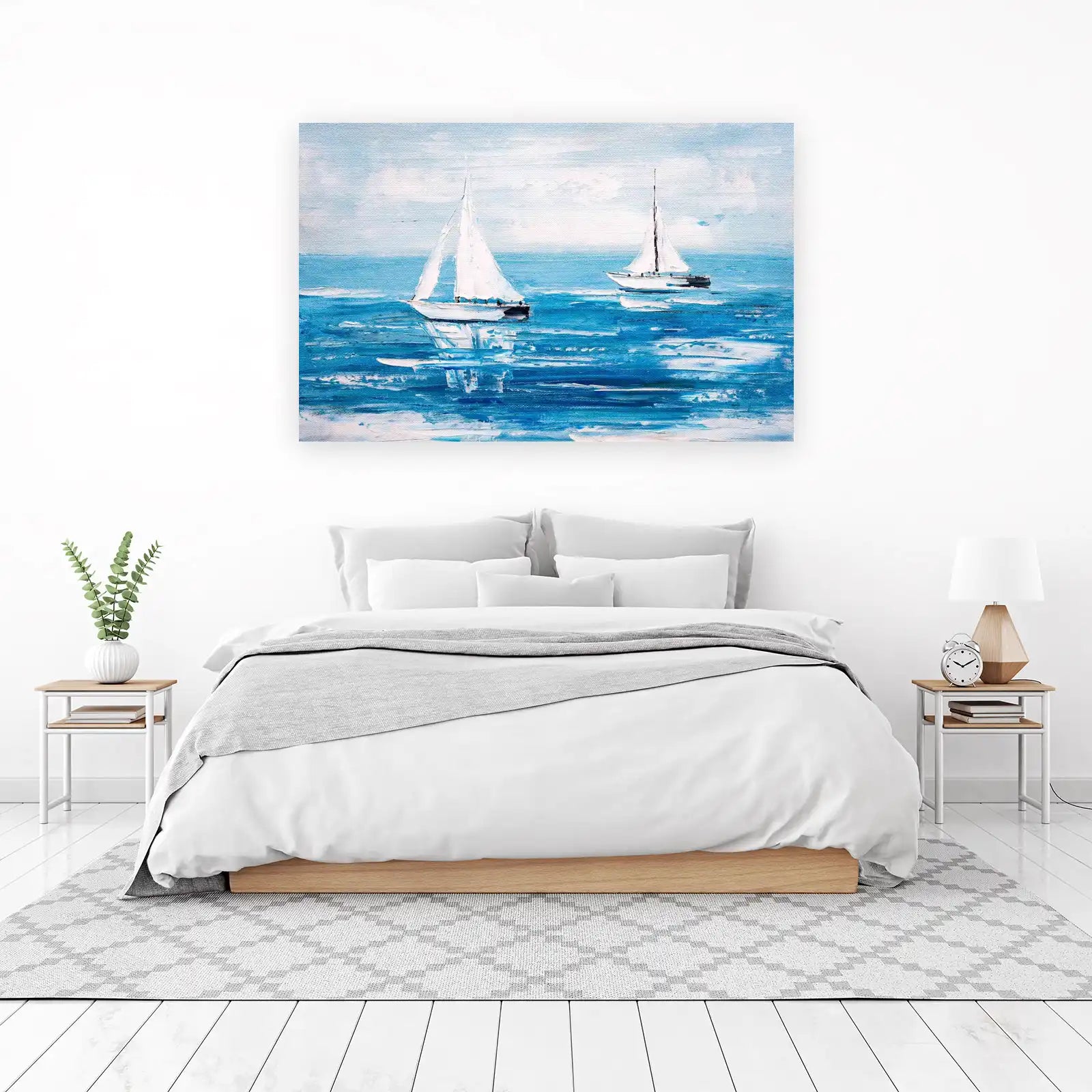 Serene Sailboats on Blue Waters Wall Art