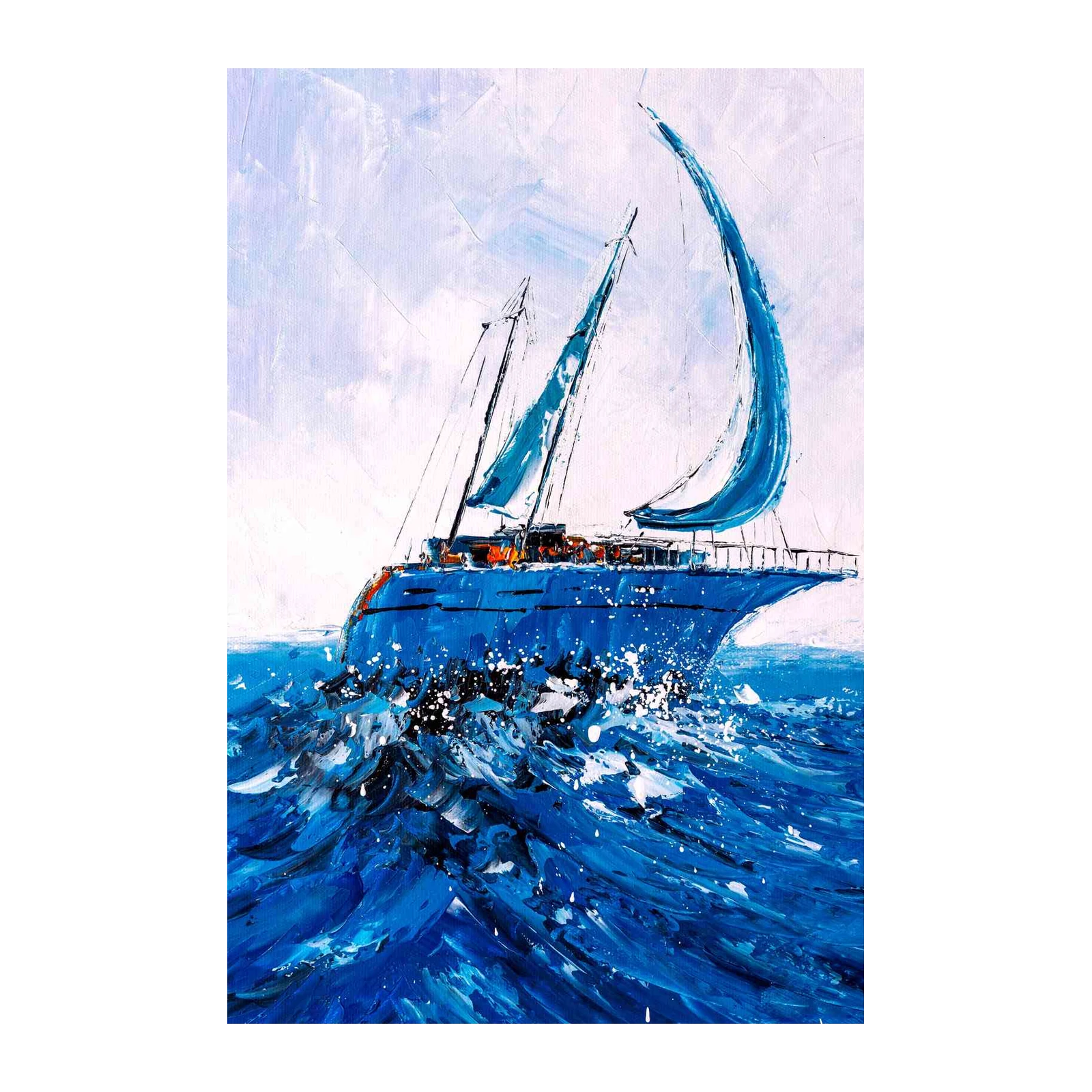 Majestic Blue Sailboat Ocean Wall Art