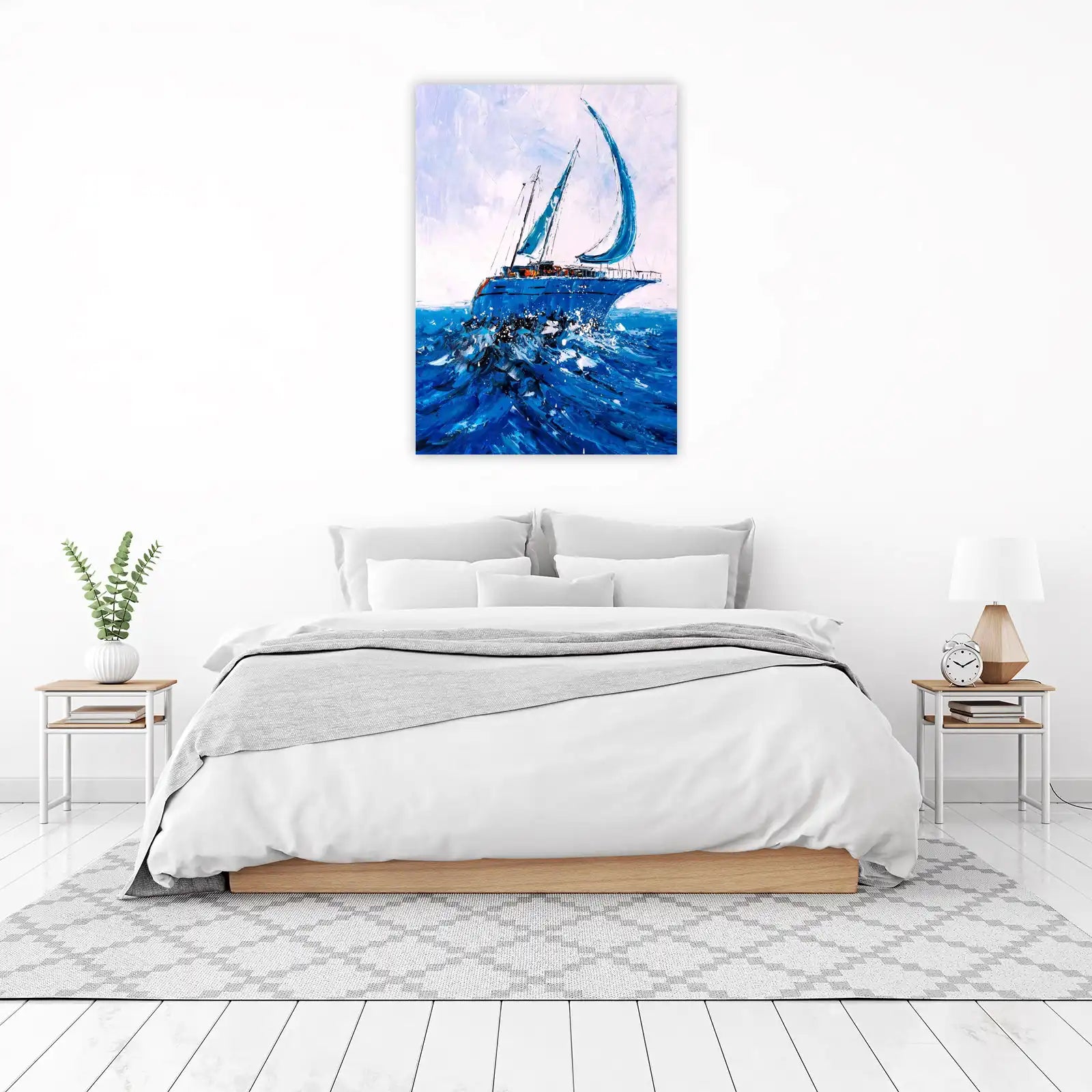 Majestic Blue Sailboat Ocean Wall Art