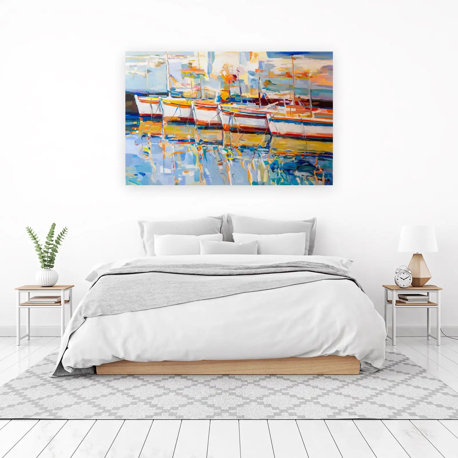 Vibrant Sailboats Impressionist Art Wall Art