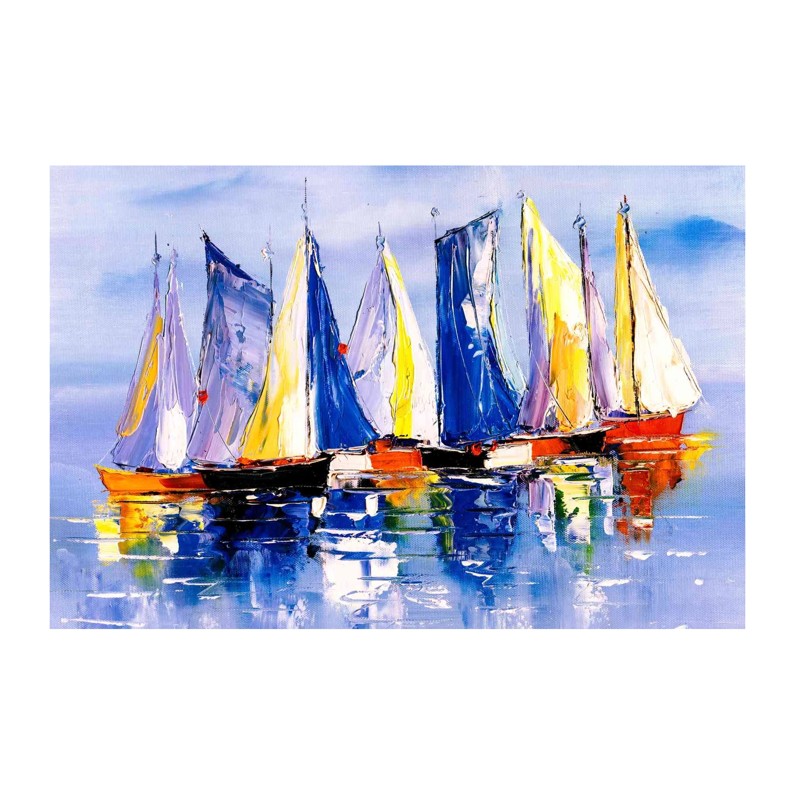 Vibrant Sailboats Seascape Wall Art