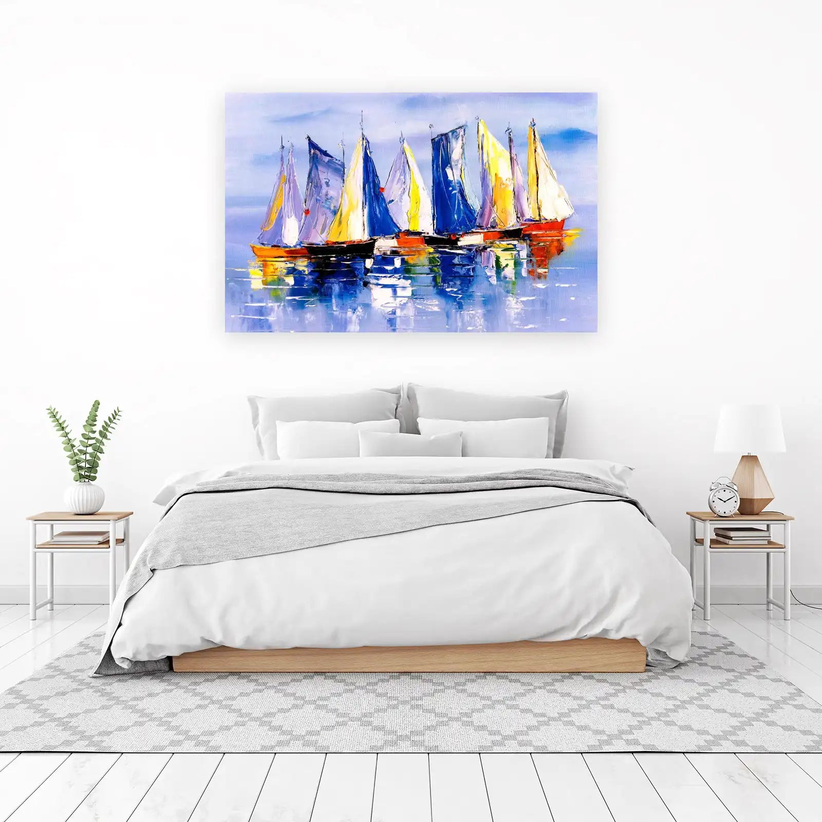 Vibrant Sailboats Seascape Wall Art