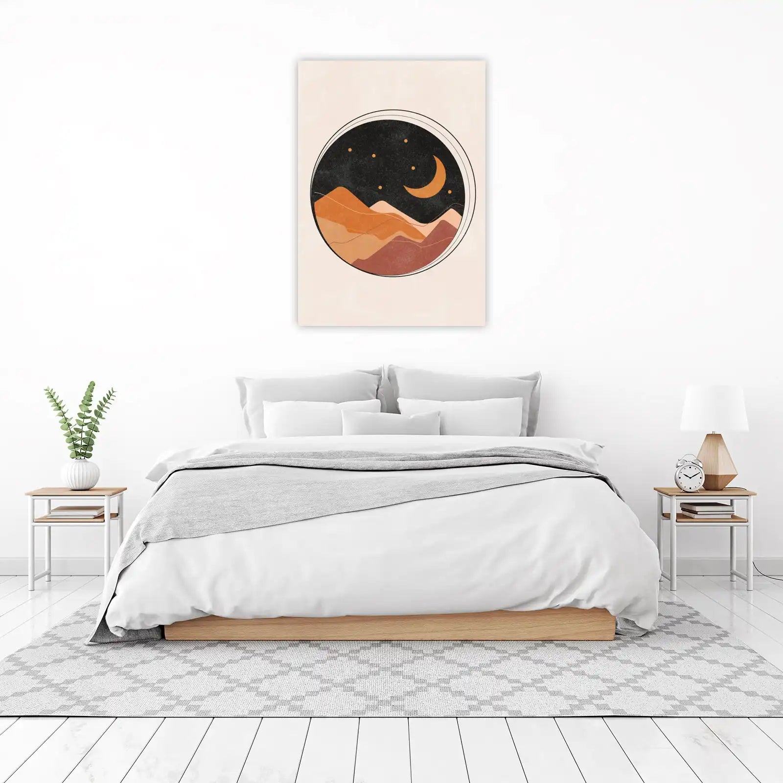 Boho Moon Mountain Abstract Landscape Wall Art