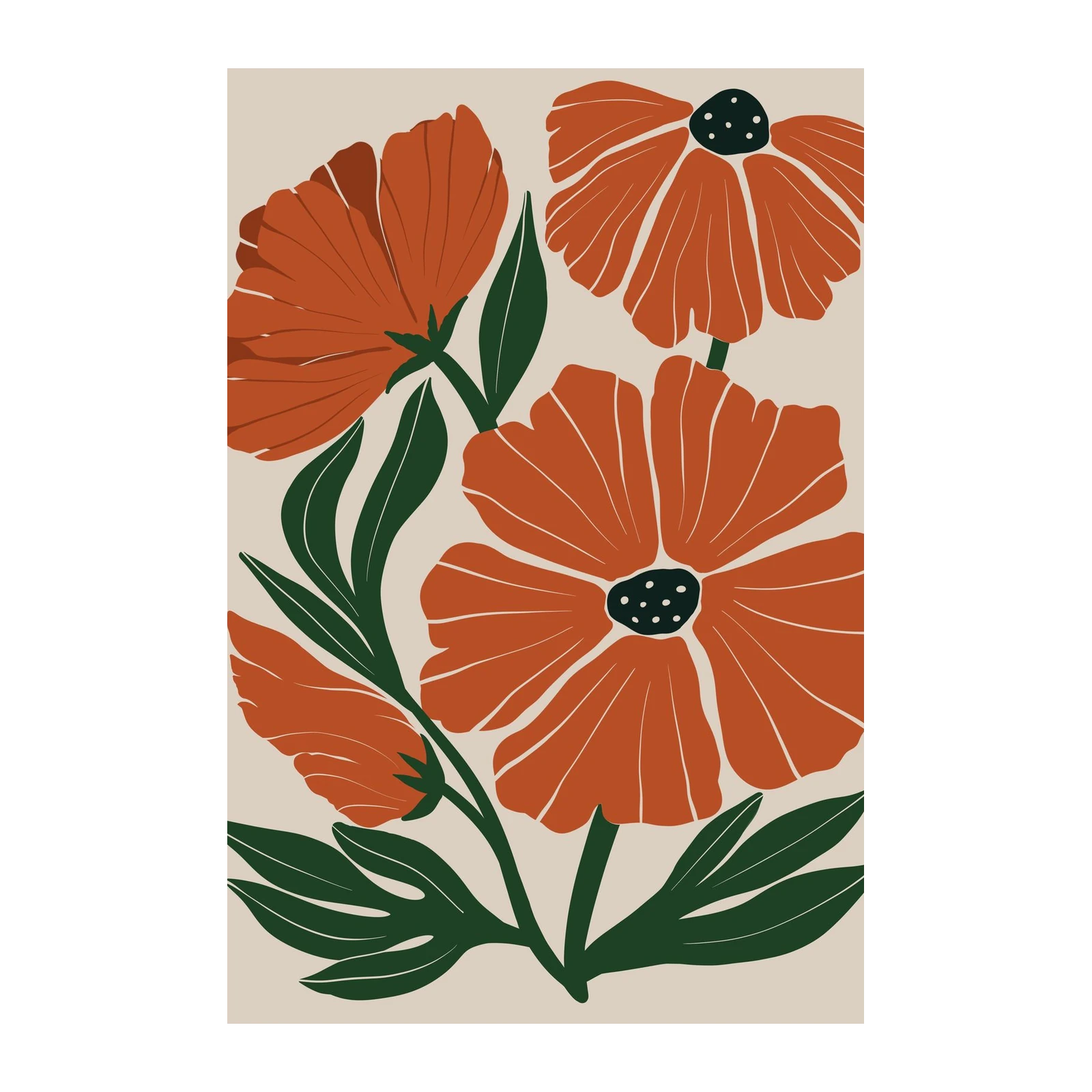 Boho Floral Wall Art Wall Art