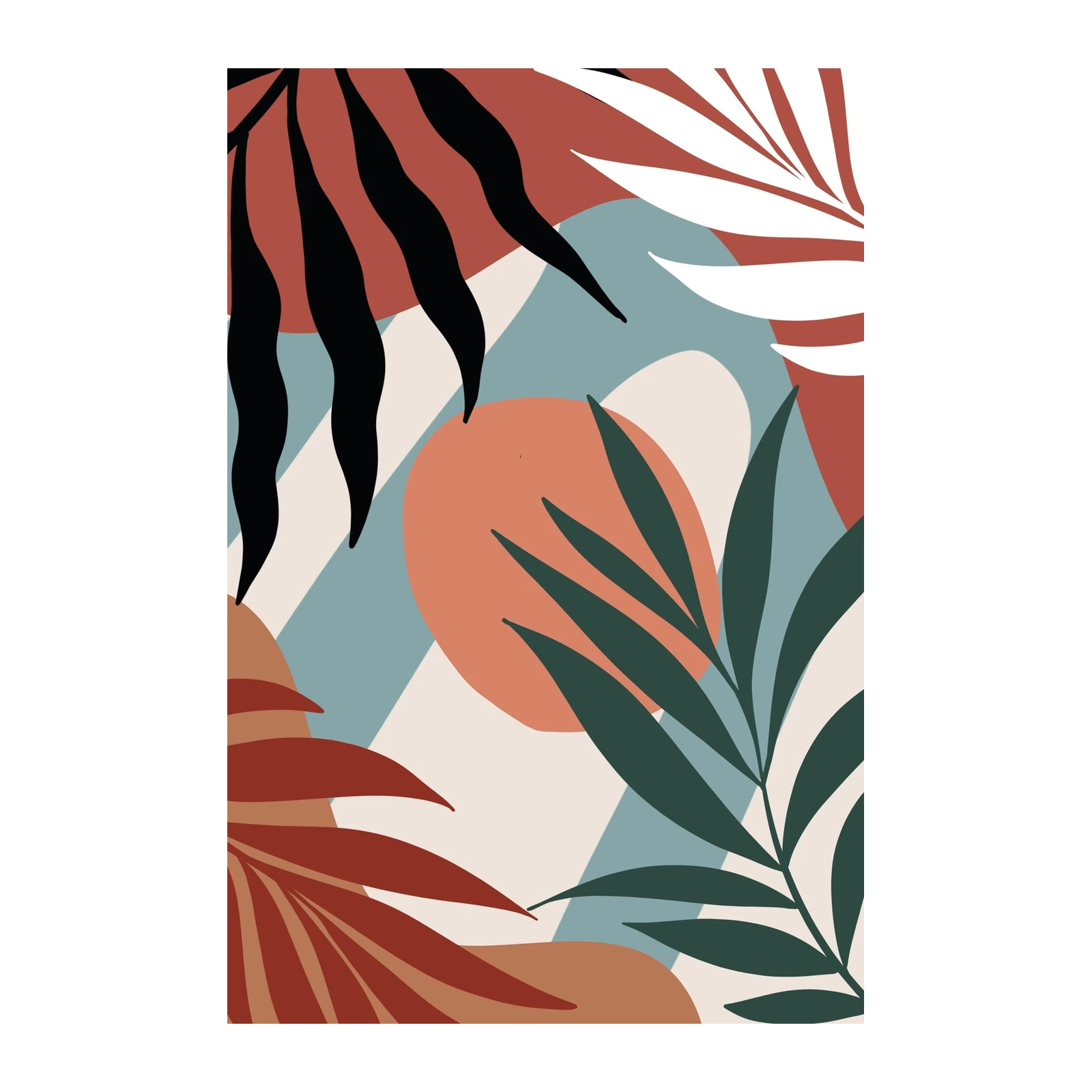 Boho Tropical Leaves Abstract Wall Art