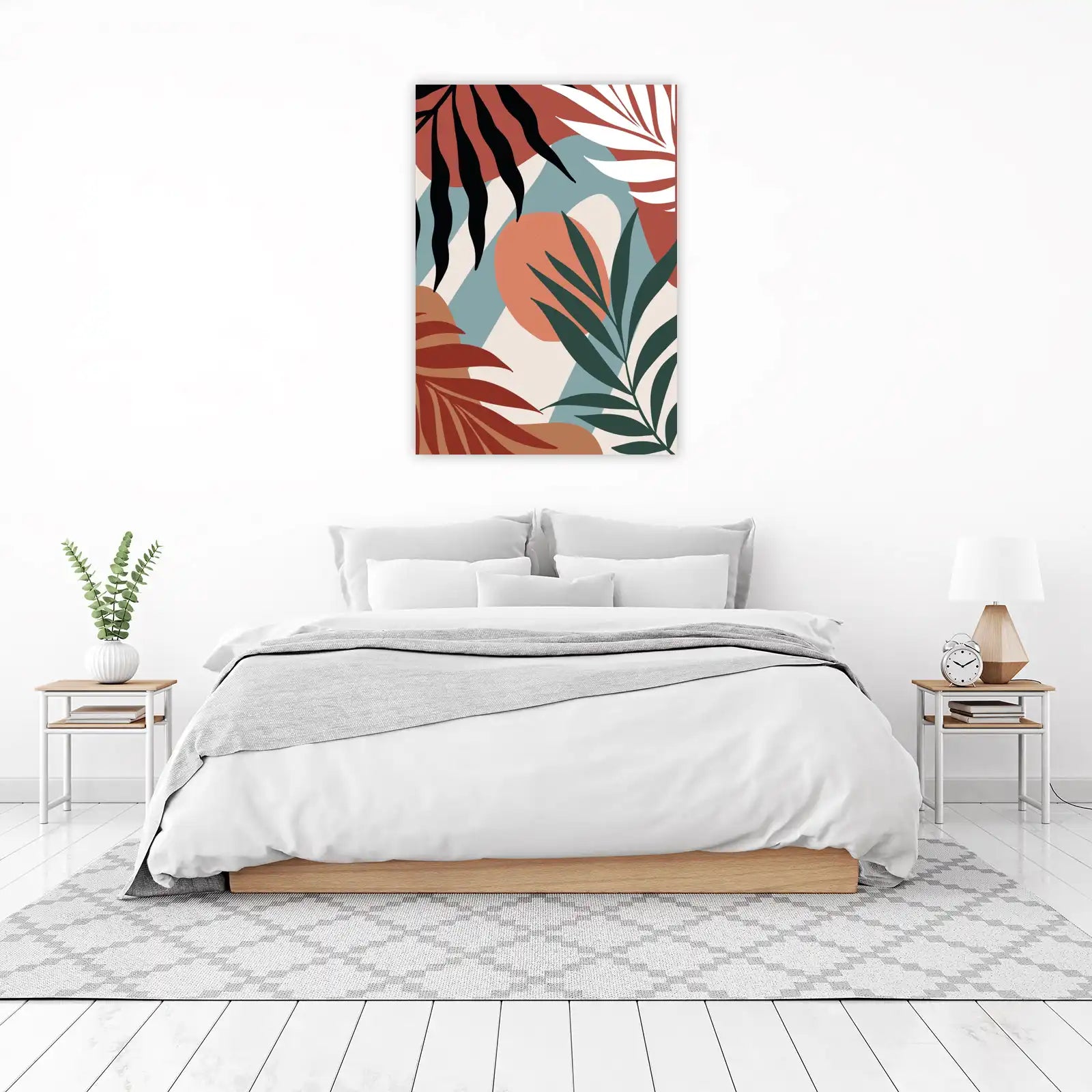 Boho Tropical Leaves Abstract Wall Art