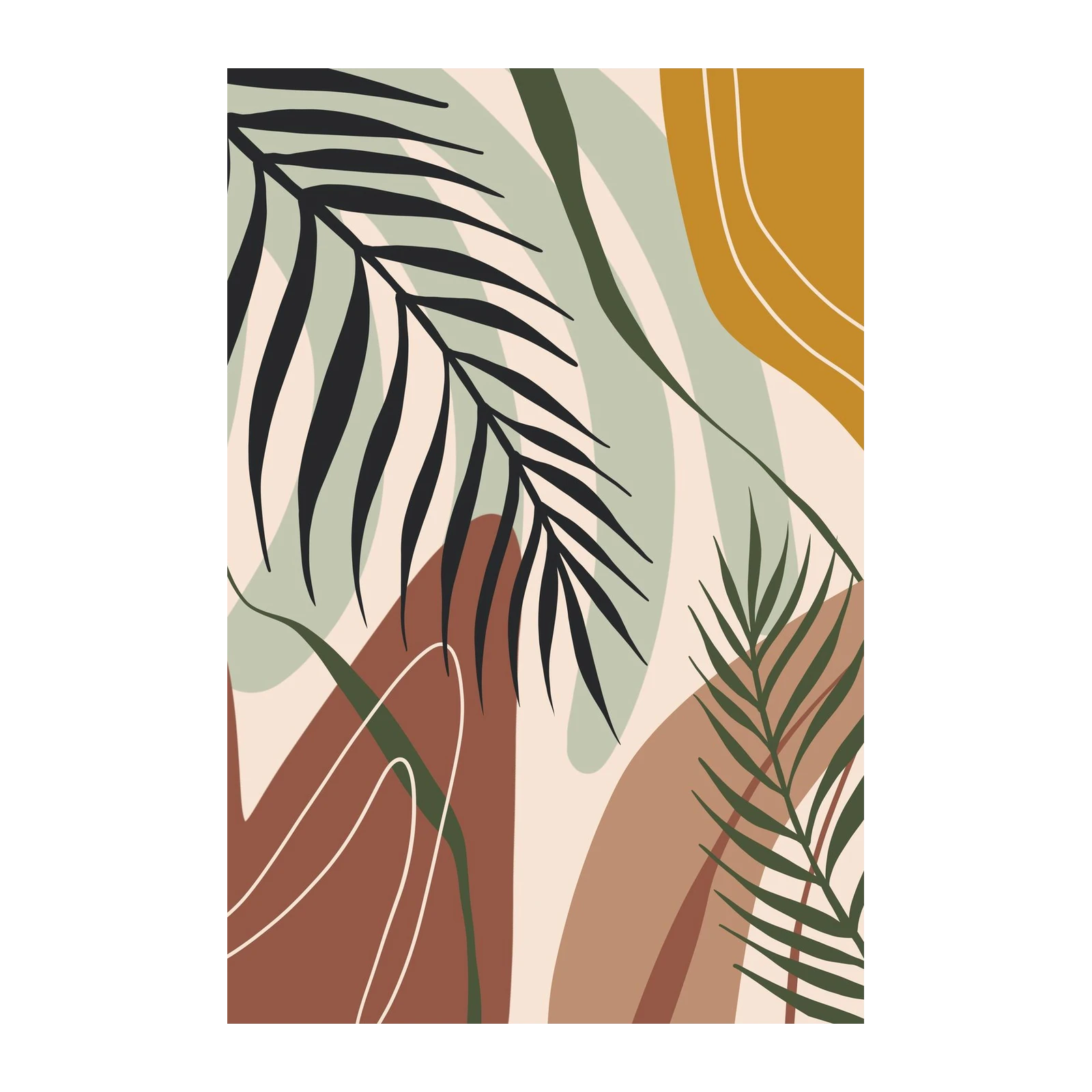 Boho Tropical Abstract Palm Leaf Wall Art