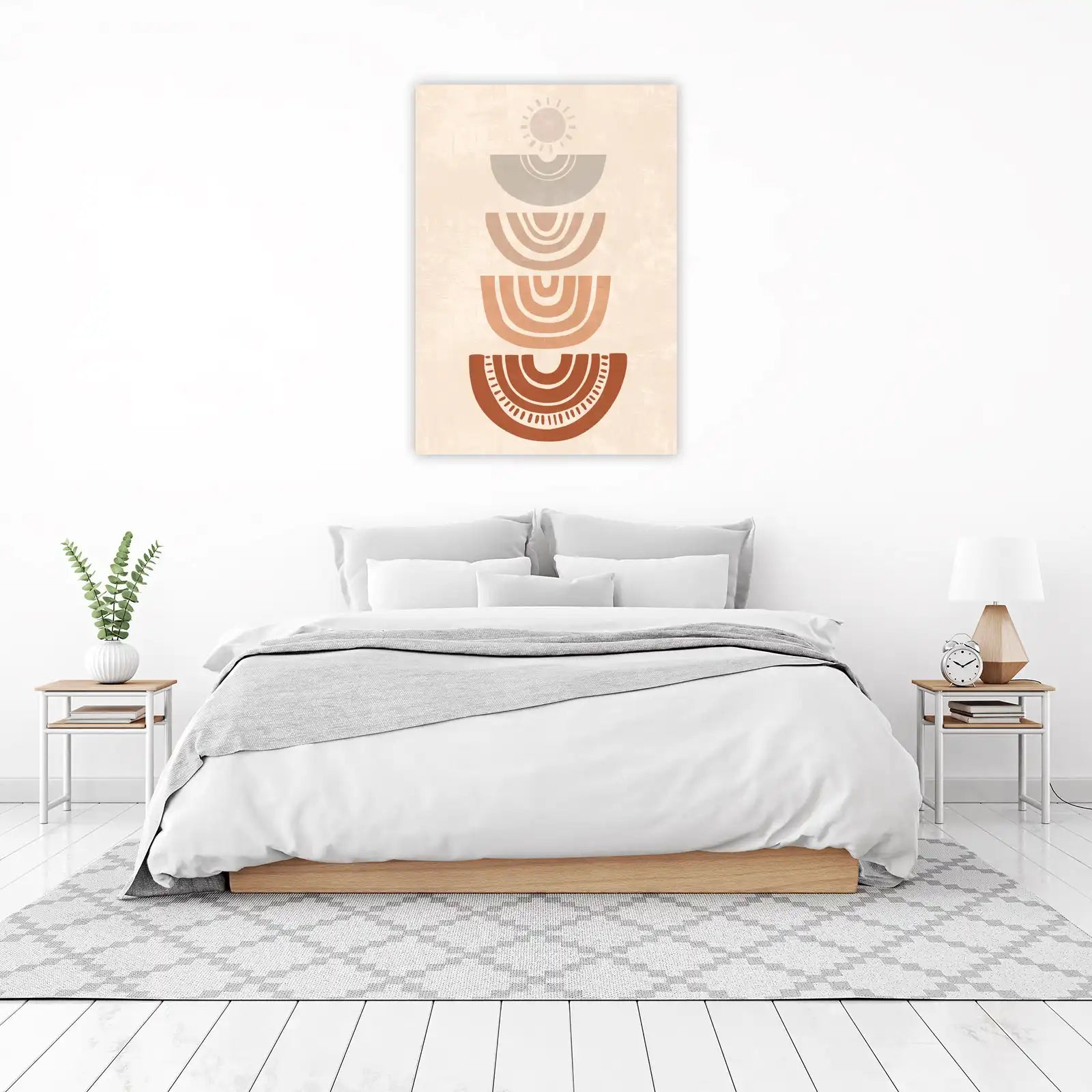 Boho Rainbow Sunburst Abstract Wall Art