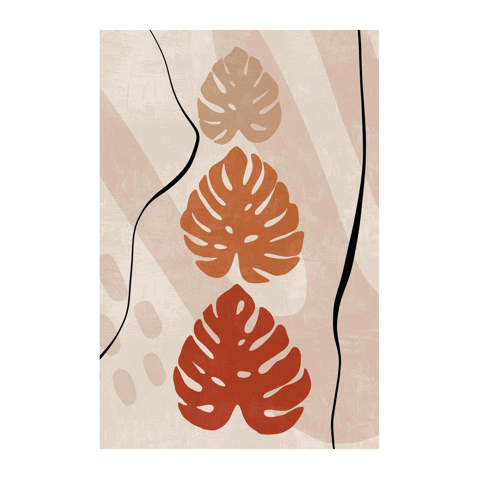 Boho Tropical Leaf Abstract Wall Art